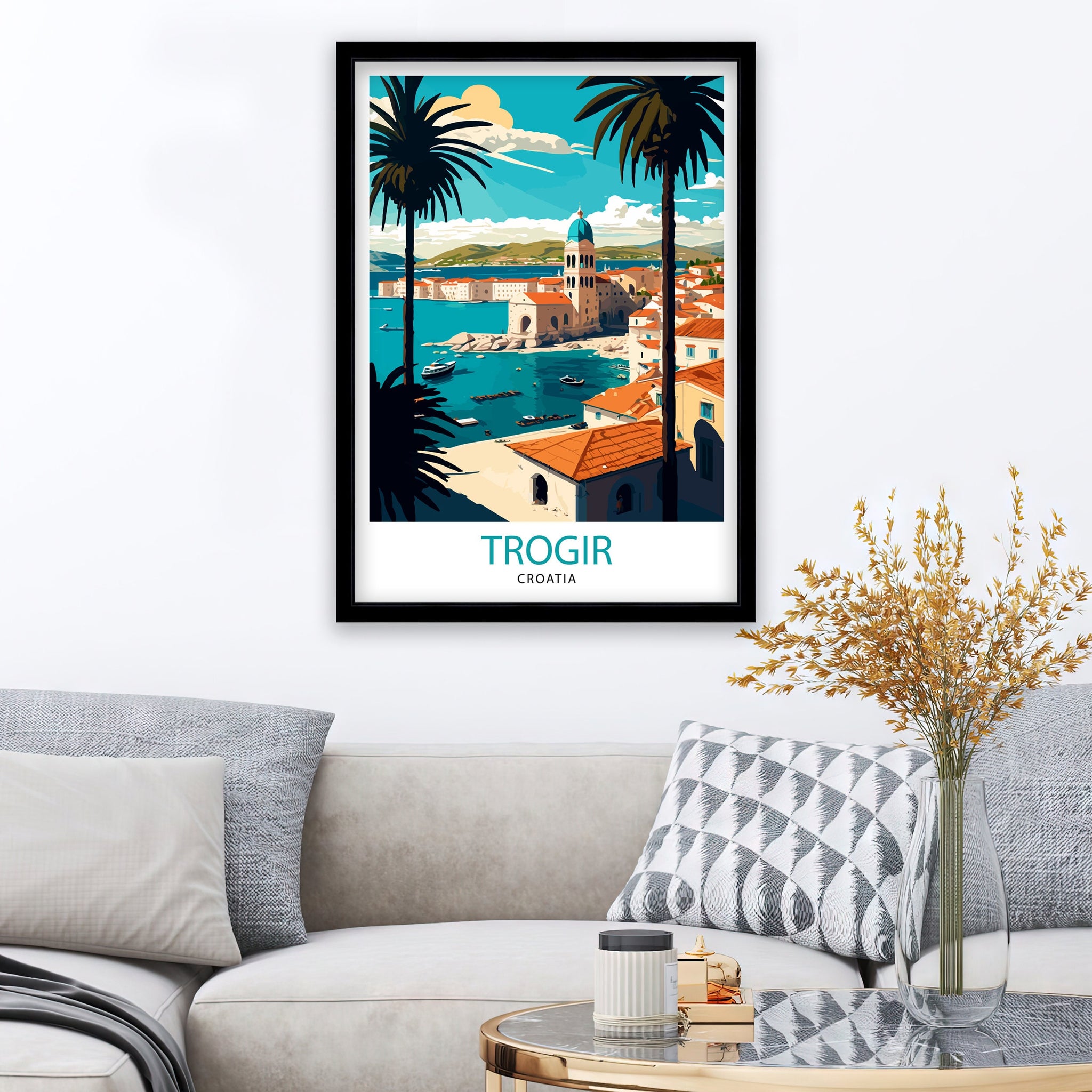 Trogir Croatia Travel Print, Ancient City Illustration