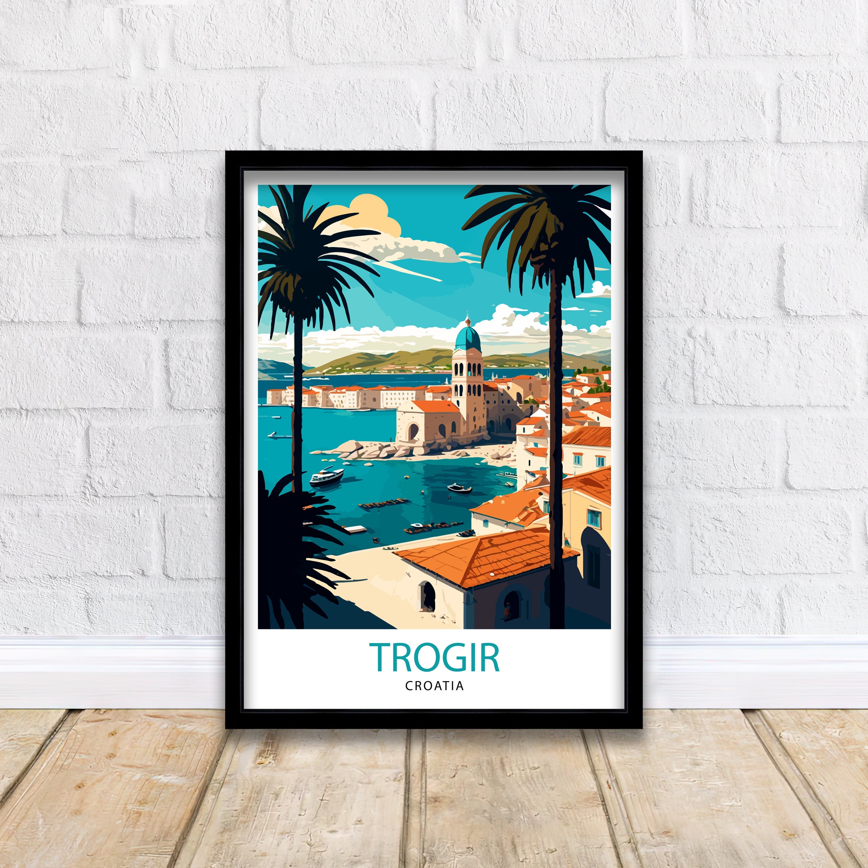 Trogir Croatia Travel Print, Ancient City Illustration