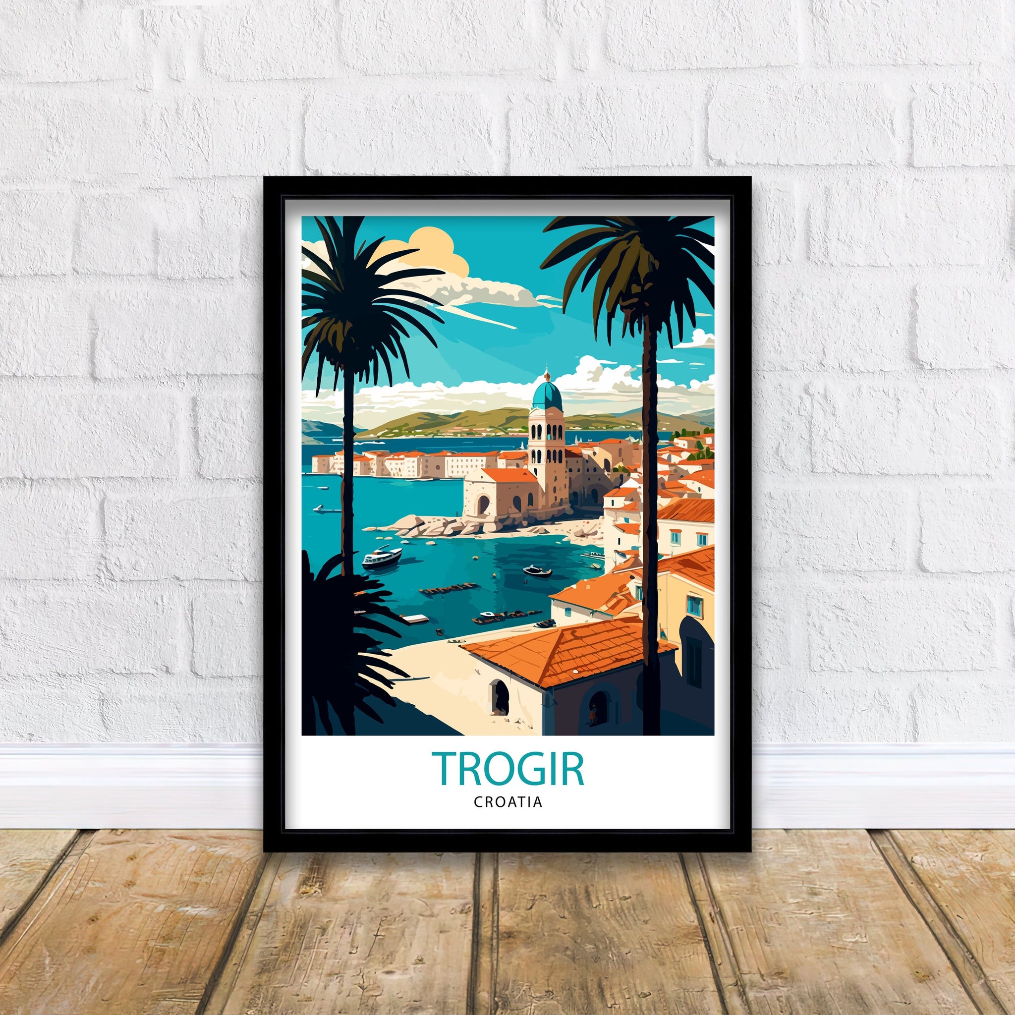 Trogir Croatia Travel Print, Ancient City Illustration