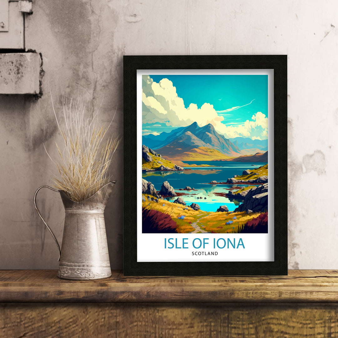 Isle of Iona Scotland Travel Poster Iona Wall Art Iona Home Decor Iona Illustration Travel Poster Iona Gift Scotland Home Decor