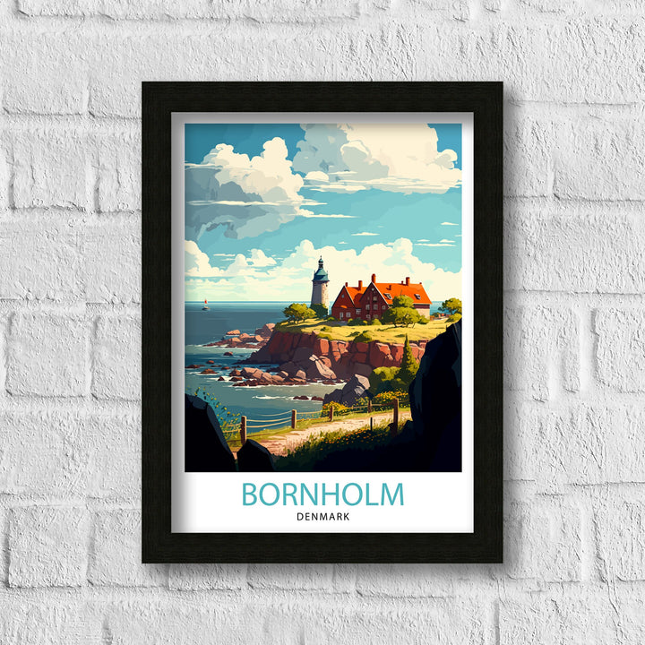 Bornholm Denmark Travel Poster Bornholm Wall Art Bornholm Island Illustration Poster Denmark Travel Decor Bornholm Gift