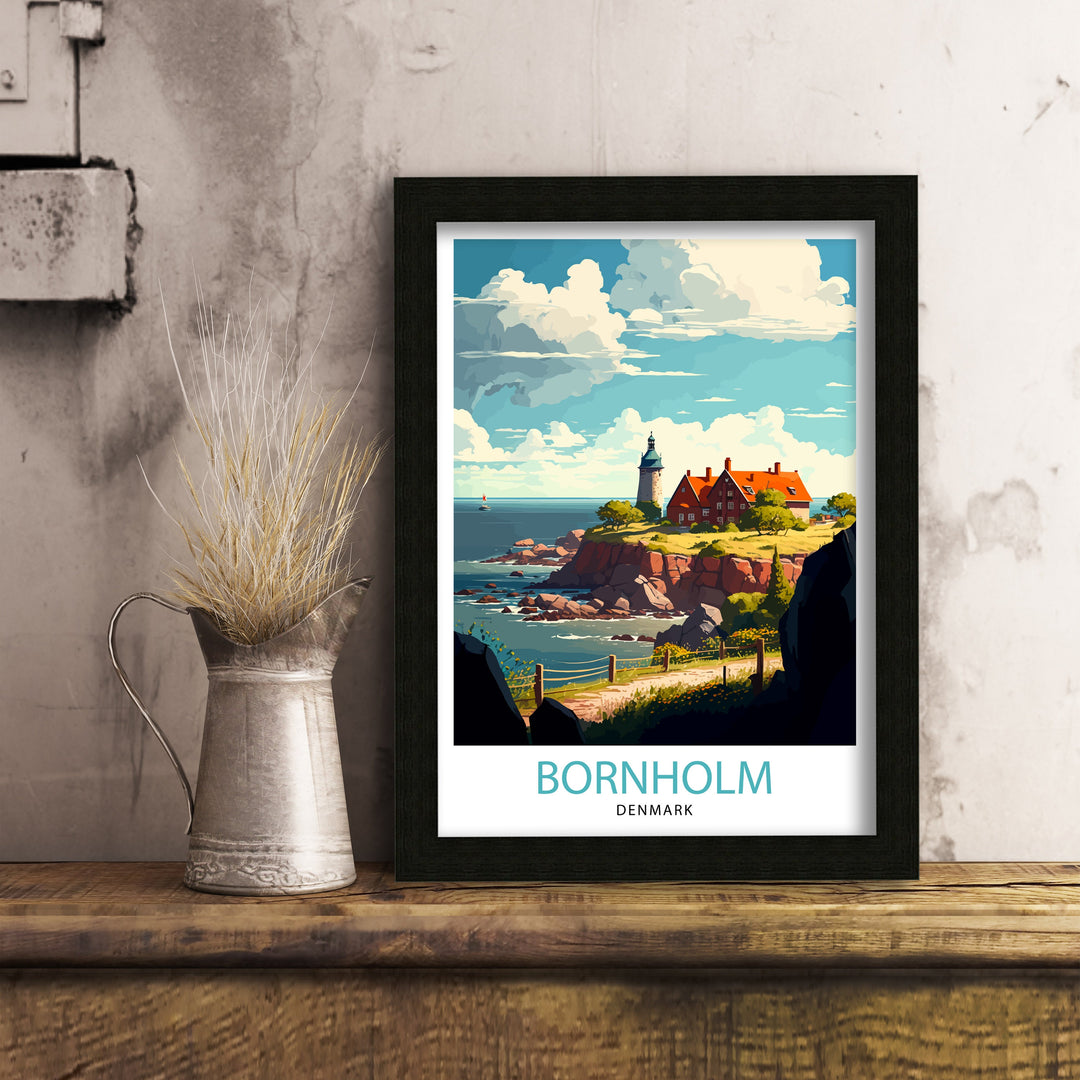 Bornholm Denmark Travel Poster Bornholm Wall Art Bornholm Island Illustration Poster Denmark Travel Decor Bornholm Gift