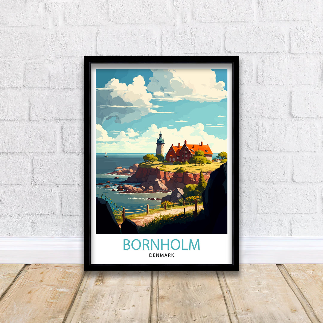 Bornholm Denmark Travel Poster Bornholm Wall Art Bornholm Island Illustration Poster Denmark Travel Decor Bornholm Gift