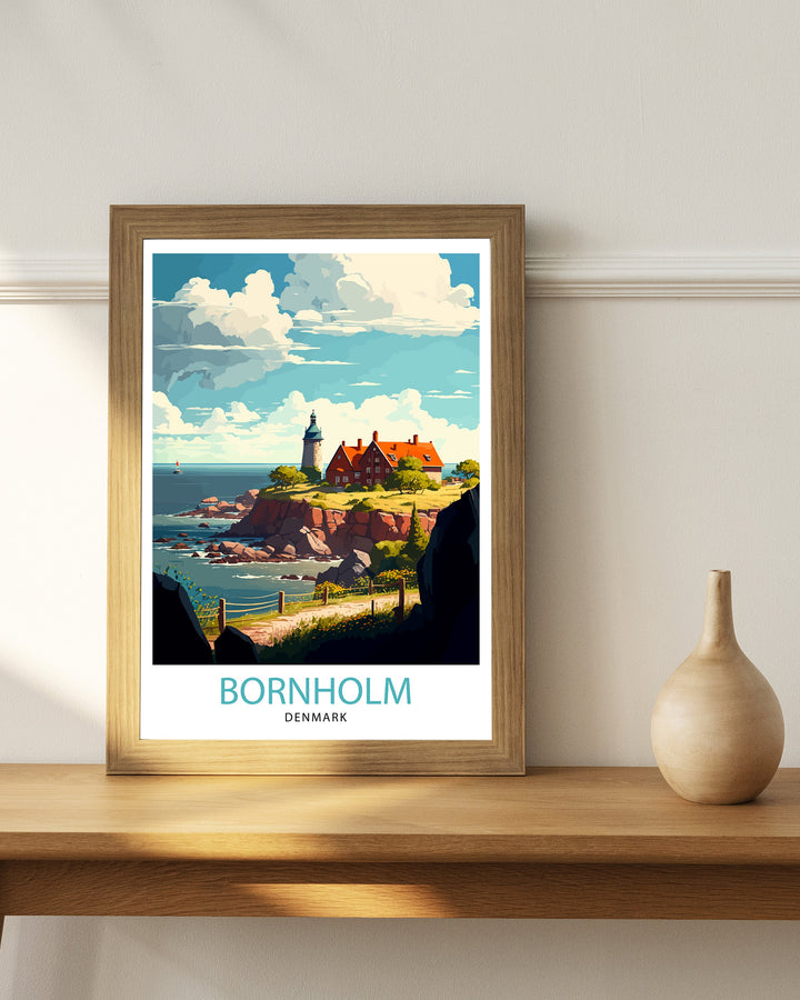 Bornholm Denmark Travel Poster Bornholm Wall Art Bornholm Island Illustration Poster Denmark Travel Decor Bornholm Gift