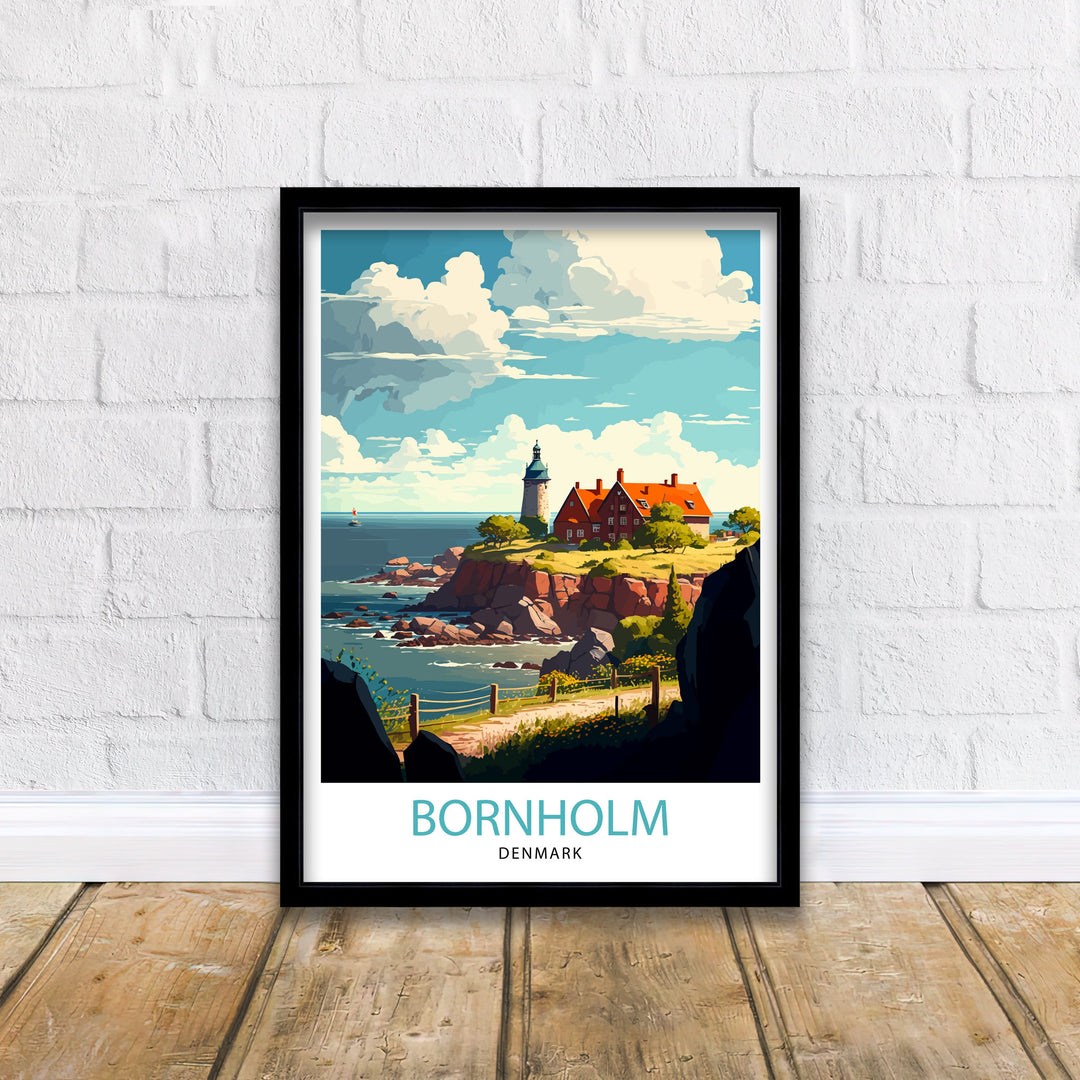 Bornholm Denmark Travel Poster Bornholm Wall Art Bornholm Island Illustration Poster Denmark Travel Decor Bornholm Gift