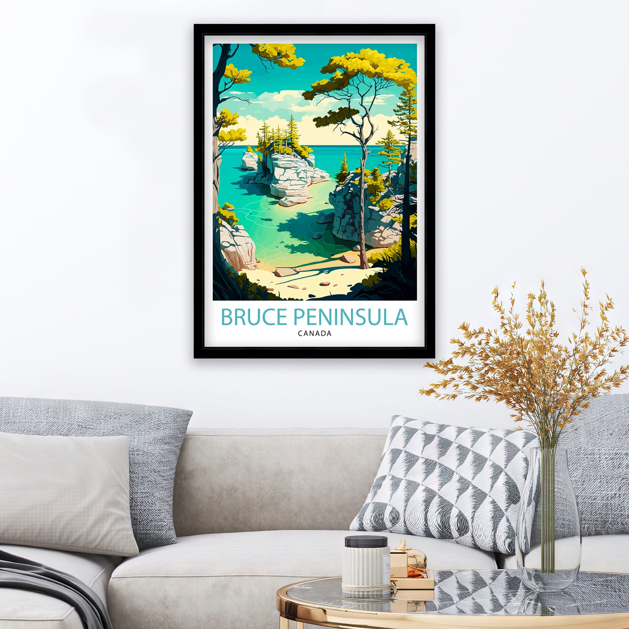 Bruce Peninsula National Park Travel Poster, Canada Landscape Art
