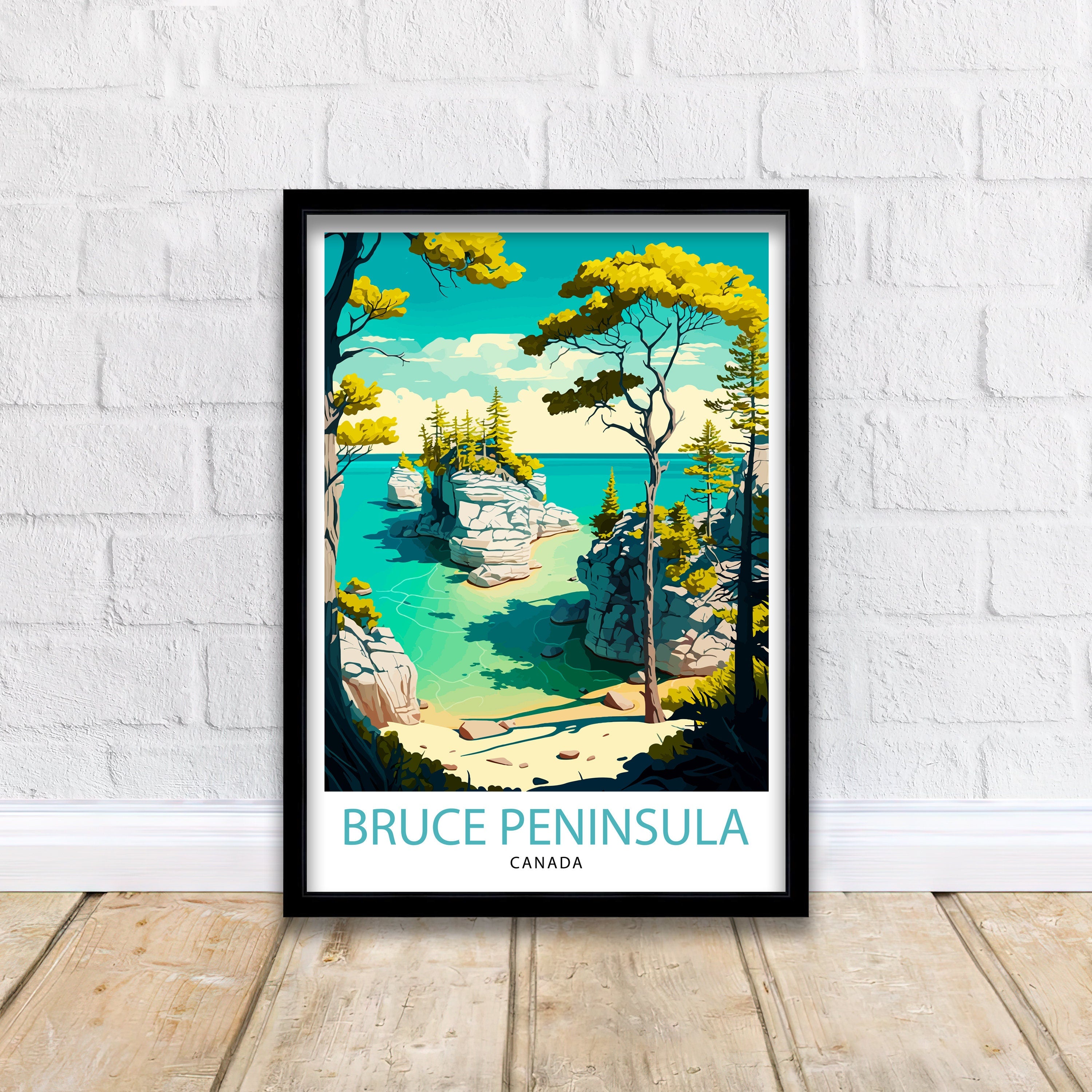 Bruce Peninsula National Park Travel Poster, Canada Landscape Art