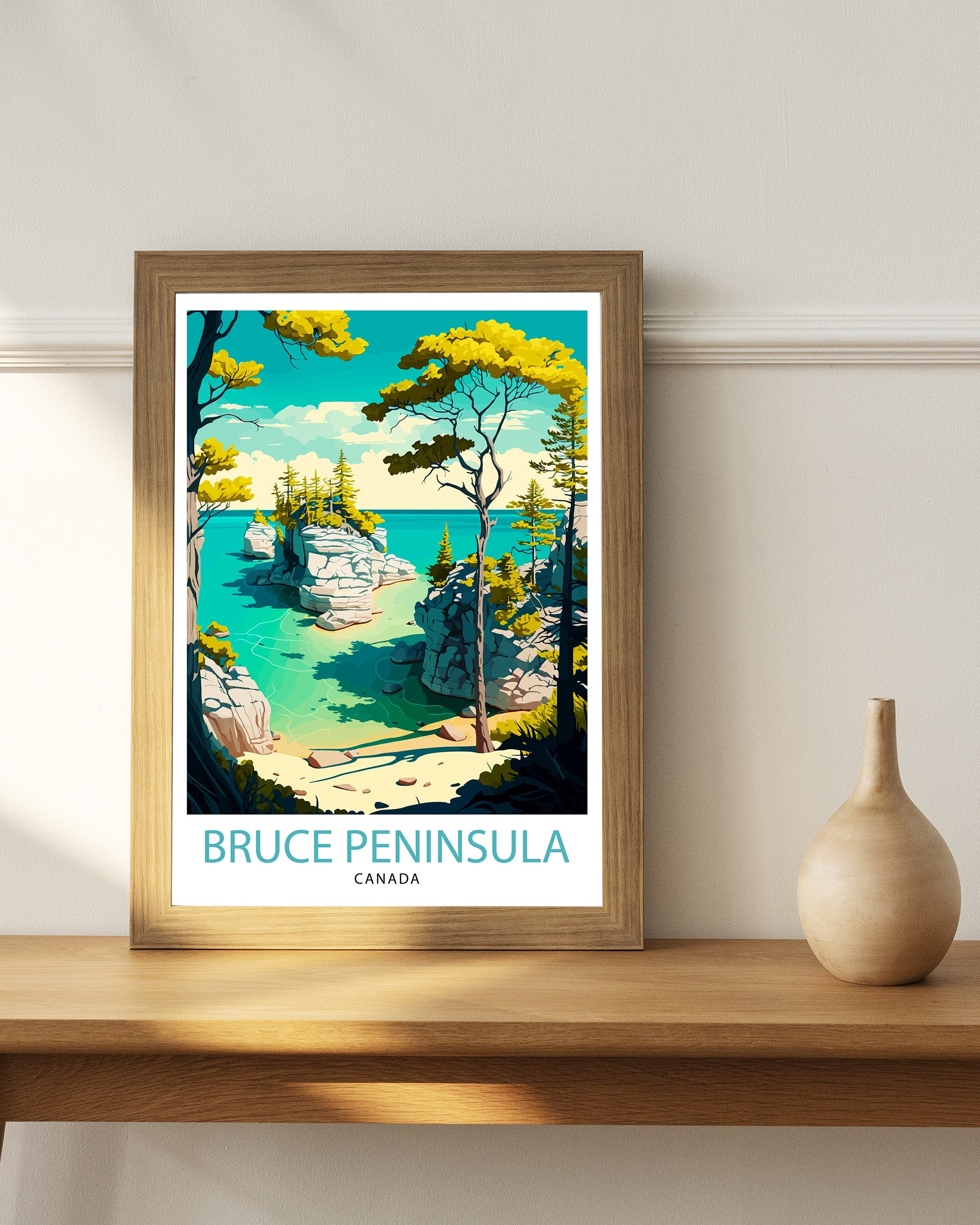Bruce Peninsula National Park Travel Poster, Canada Landscape Art