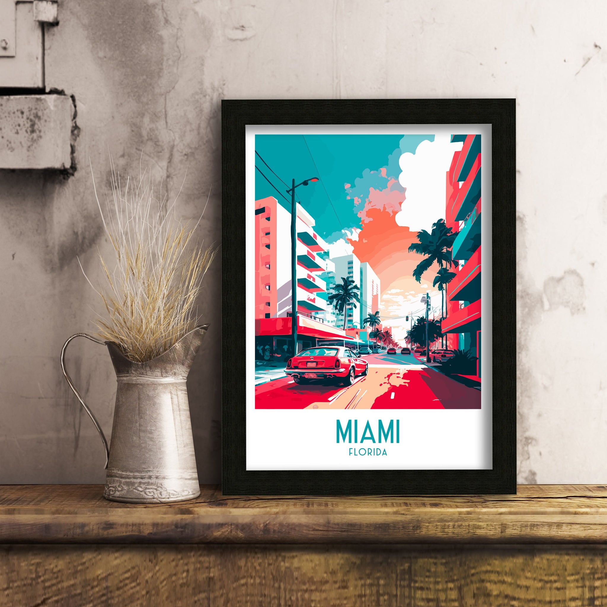 Miami Travel Poster | Vibrant Florida Illustration