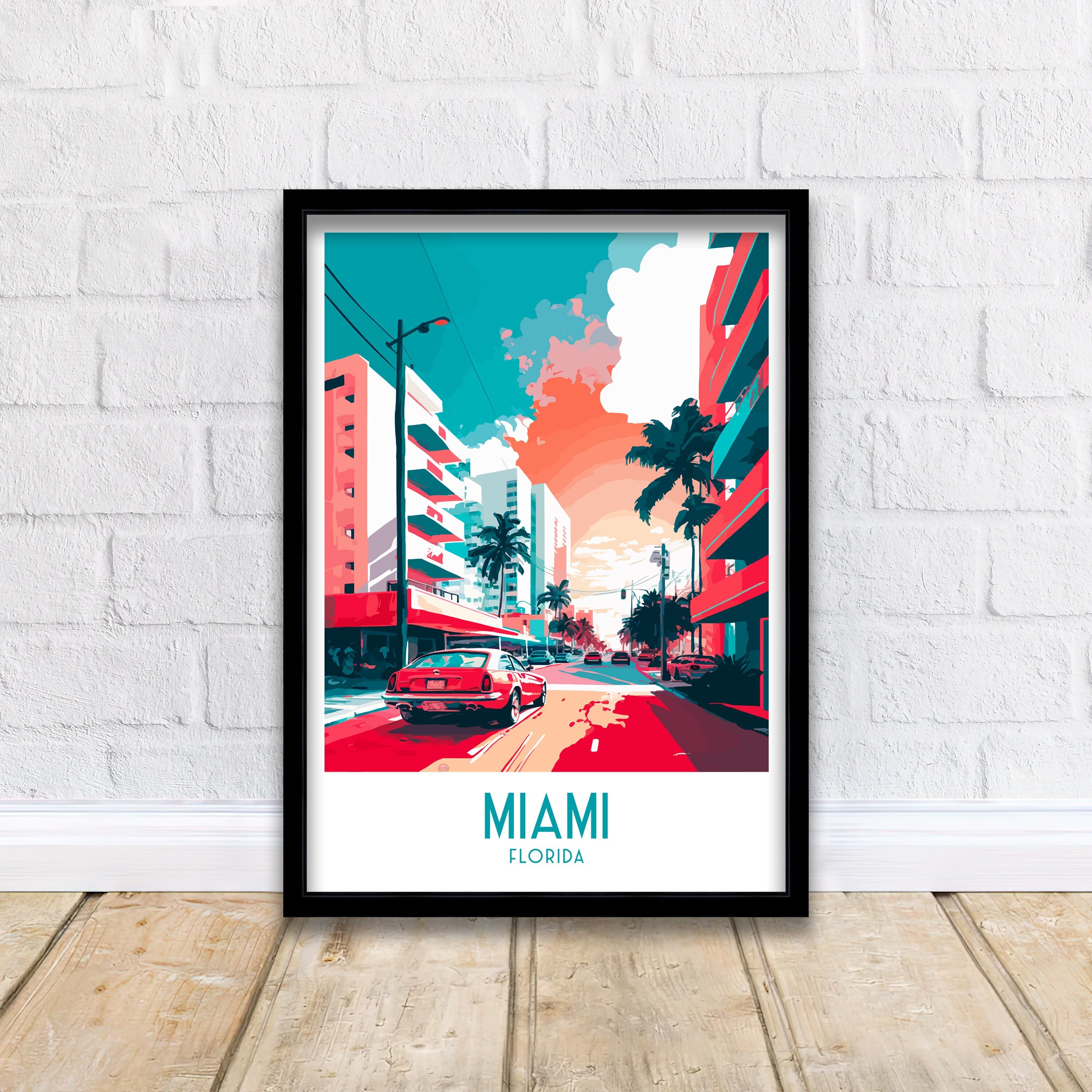 Miami Travel Poster | Vibrant Florida Illustration