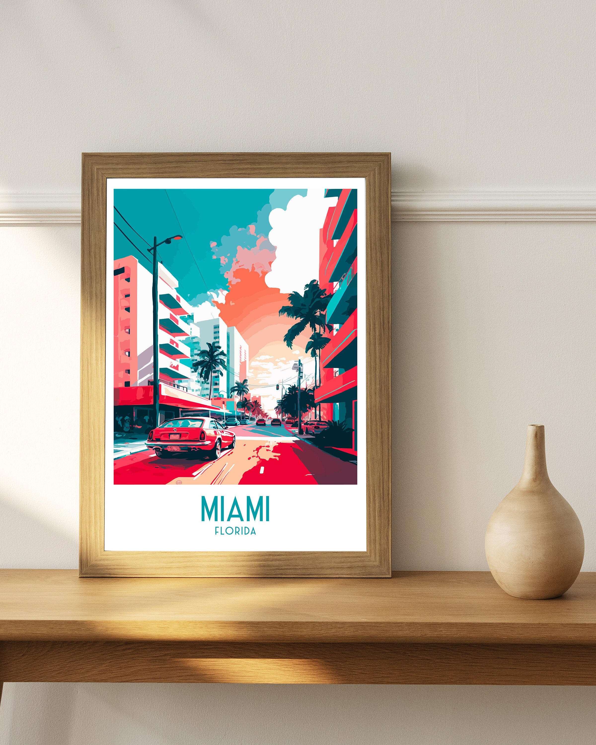 Miami Travel Poster | Vibrant Florida Illustration