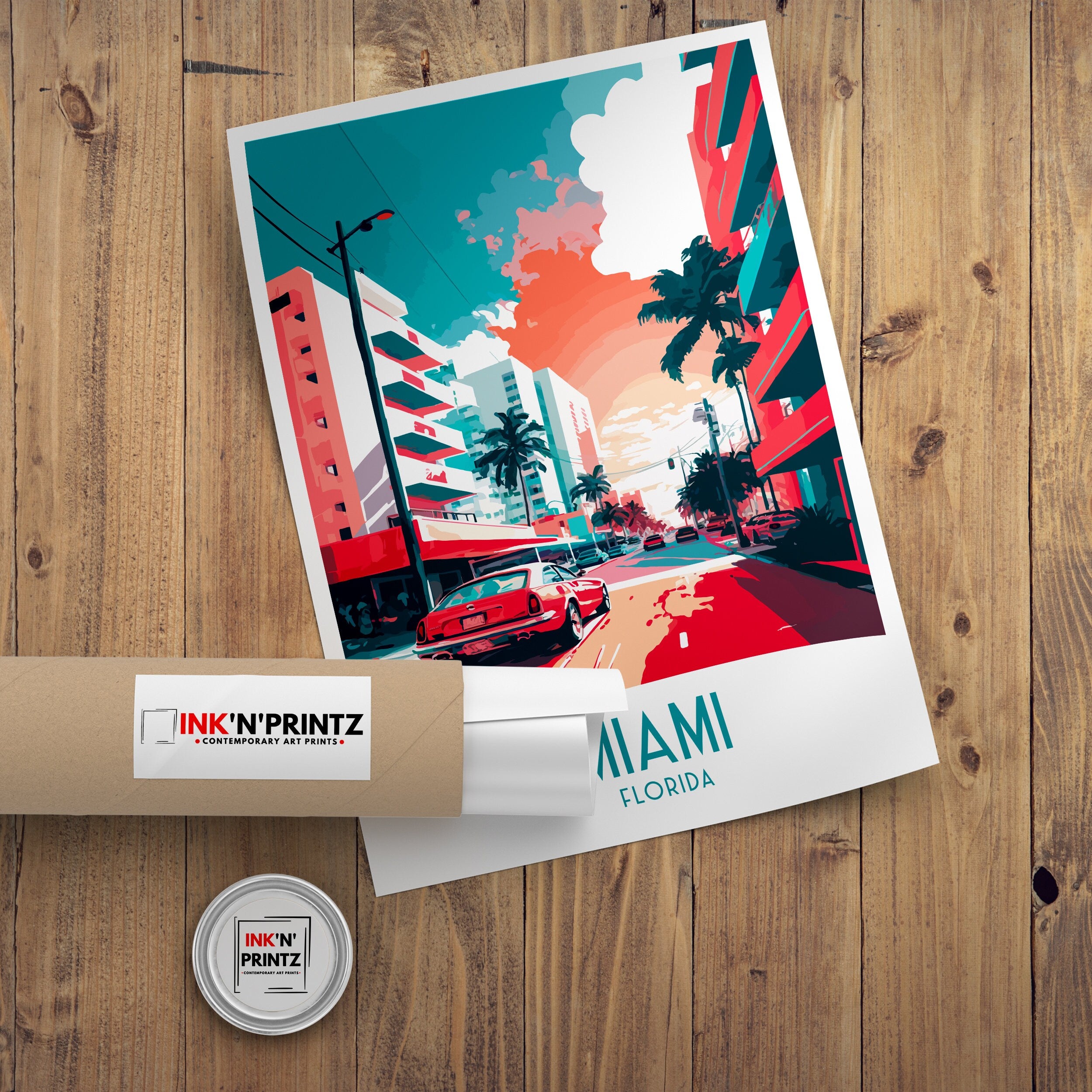 Miami Travel Poster | Vibrant Florida Illustration