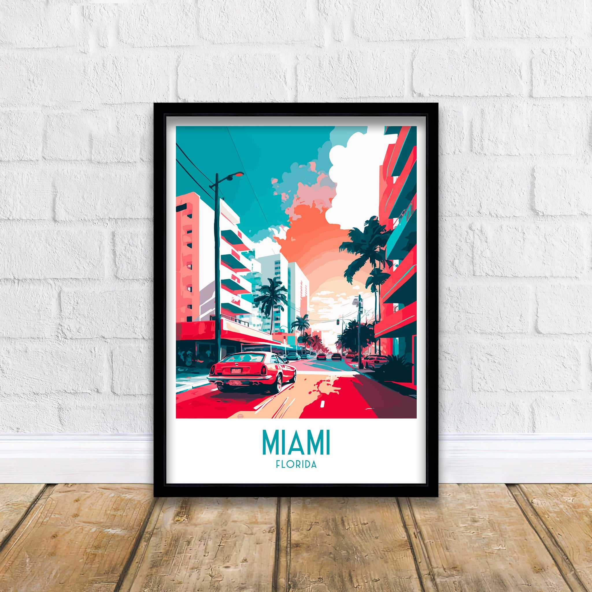 Miami Travel Poster | Vibrant Florida Illustration