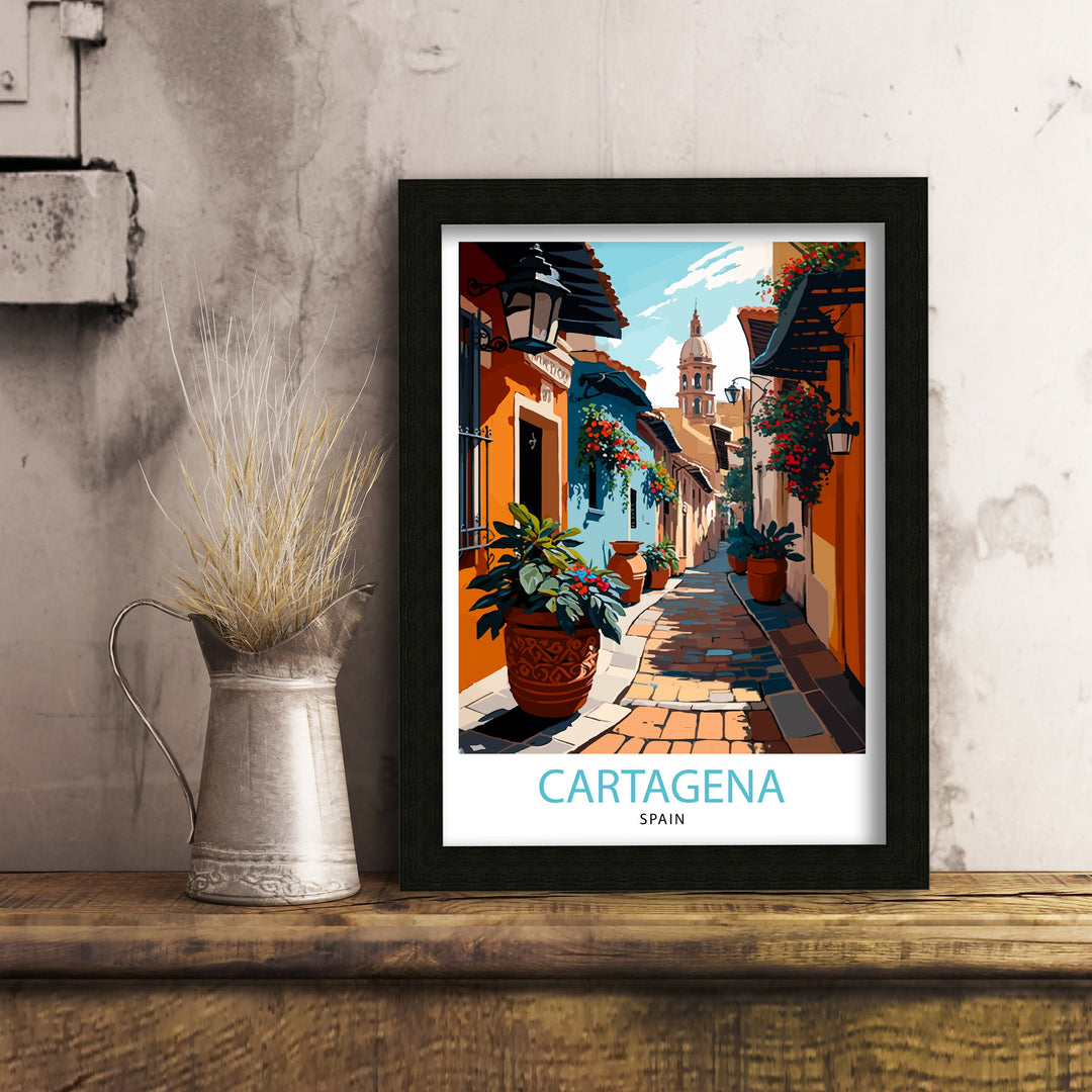 Cartagena Spain Travel Poster Cartagena Wall Art Spain Travel Poster Cartagena Illustration Spain Decor, Cartagena Gift