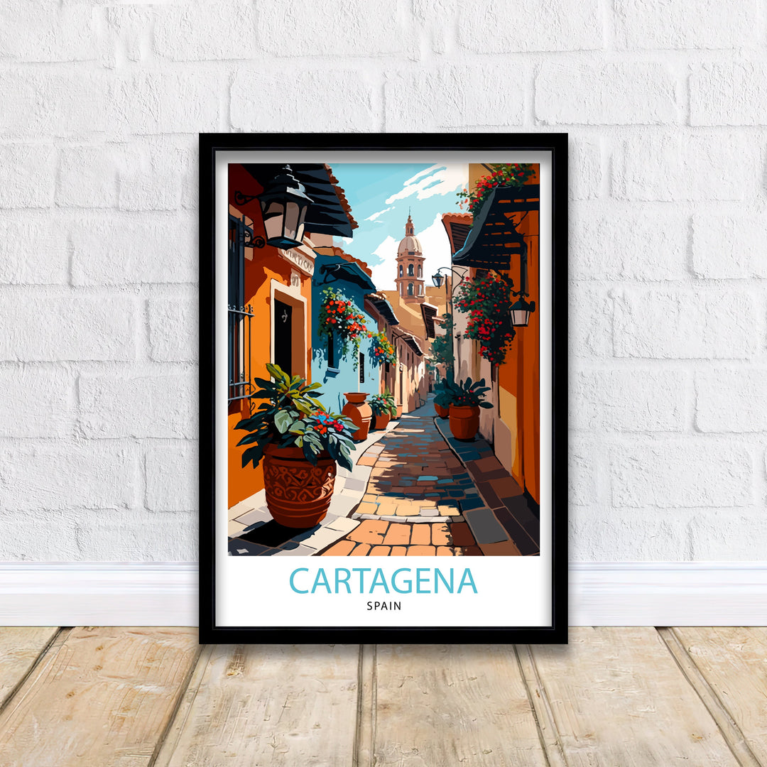 Cartagena Spain Travel Poster Cartagena Wall Art Spain Travel Poster Cartagena Illustration Spain Decor, Cartagena Gift