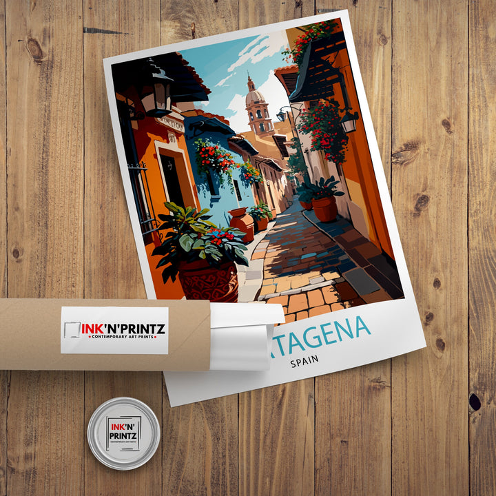 Cartagena Spain Travel Poster Cartagena Wall Art Spain Travel Poster Cartagena Illustration Spain Decor, Cartagena Gift