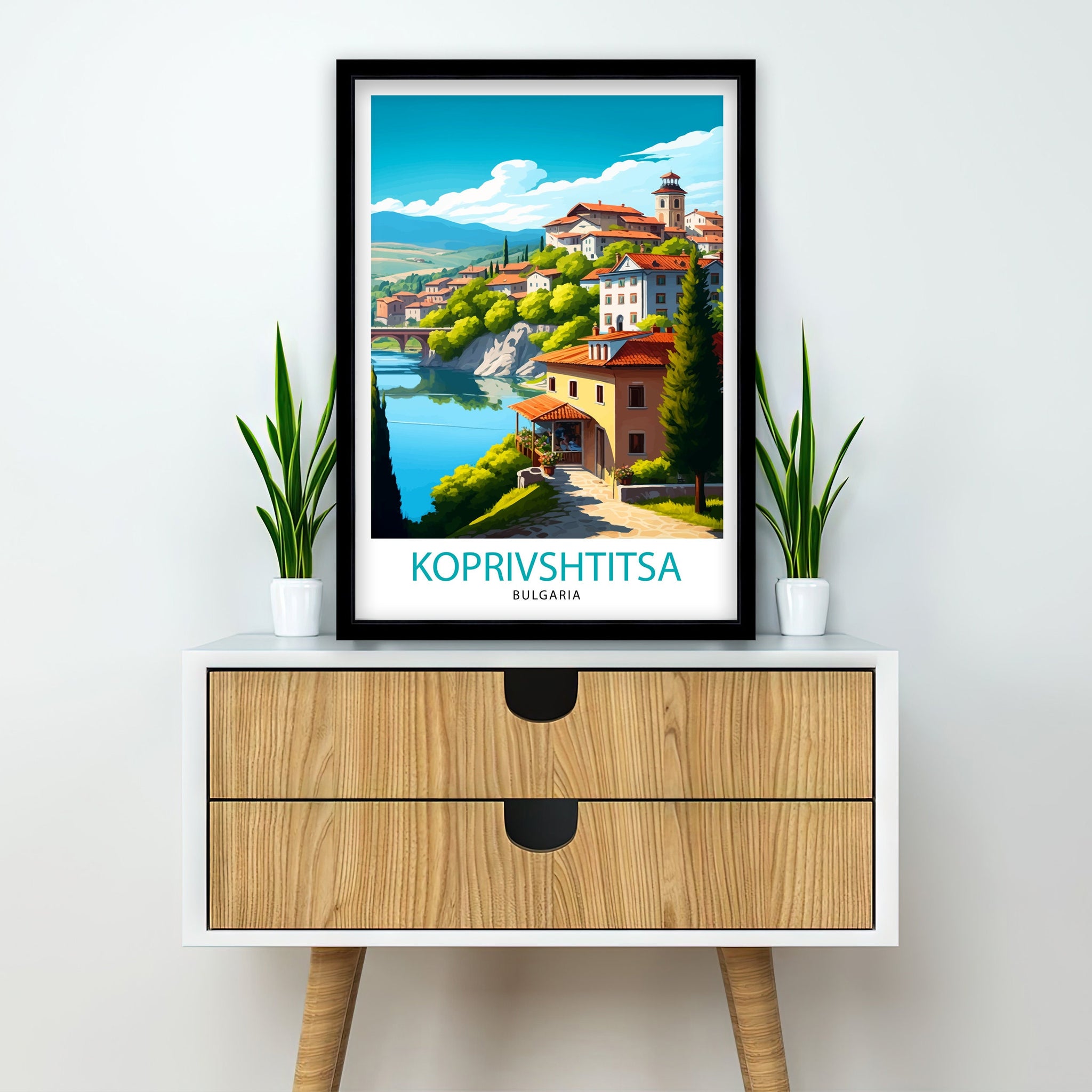 Koprivshtitsa Bulgaria Travel Print, Illustrated Home Decor