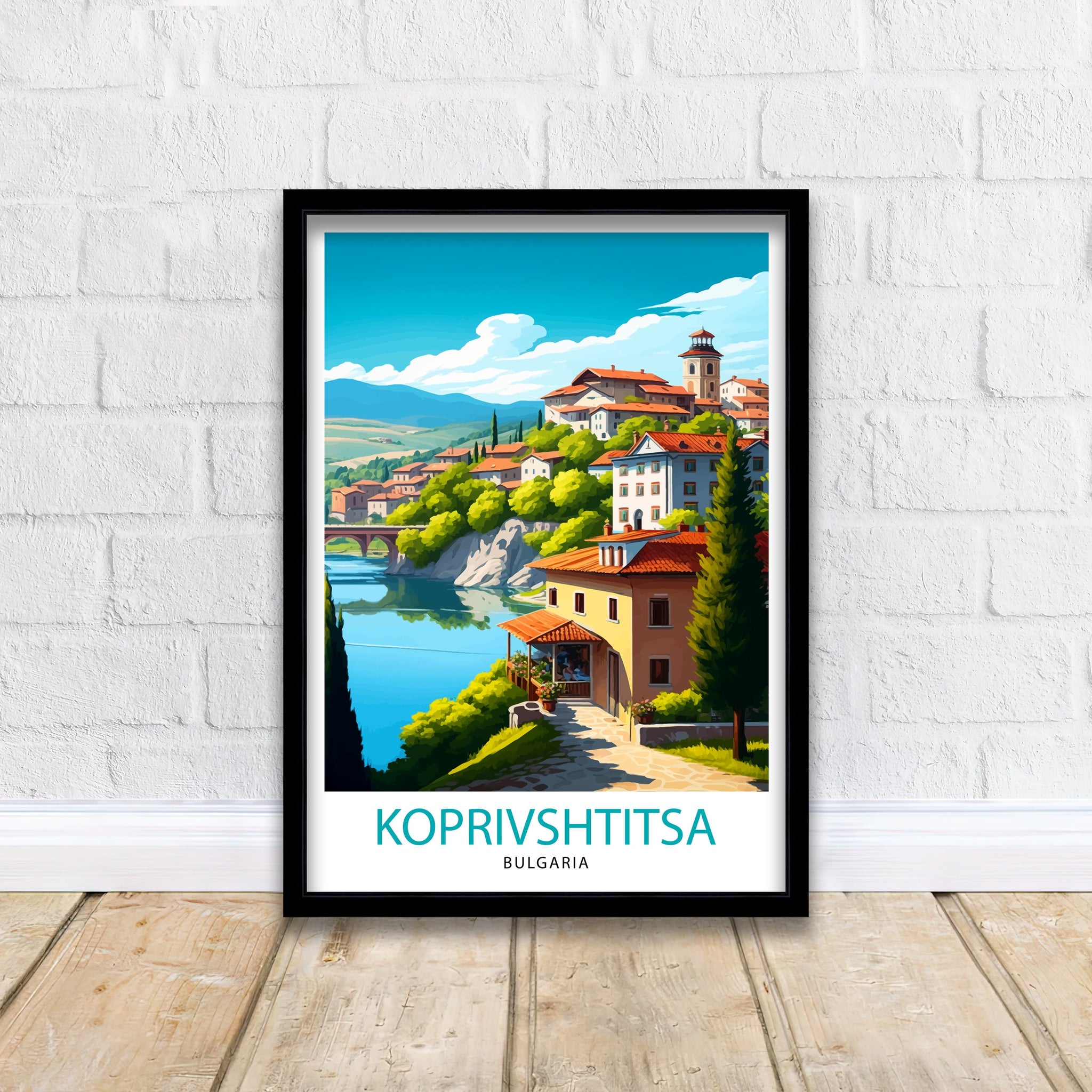 Koprivshtitsa Bulgaria Travel Print, Illustrated Home Decor