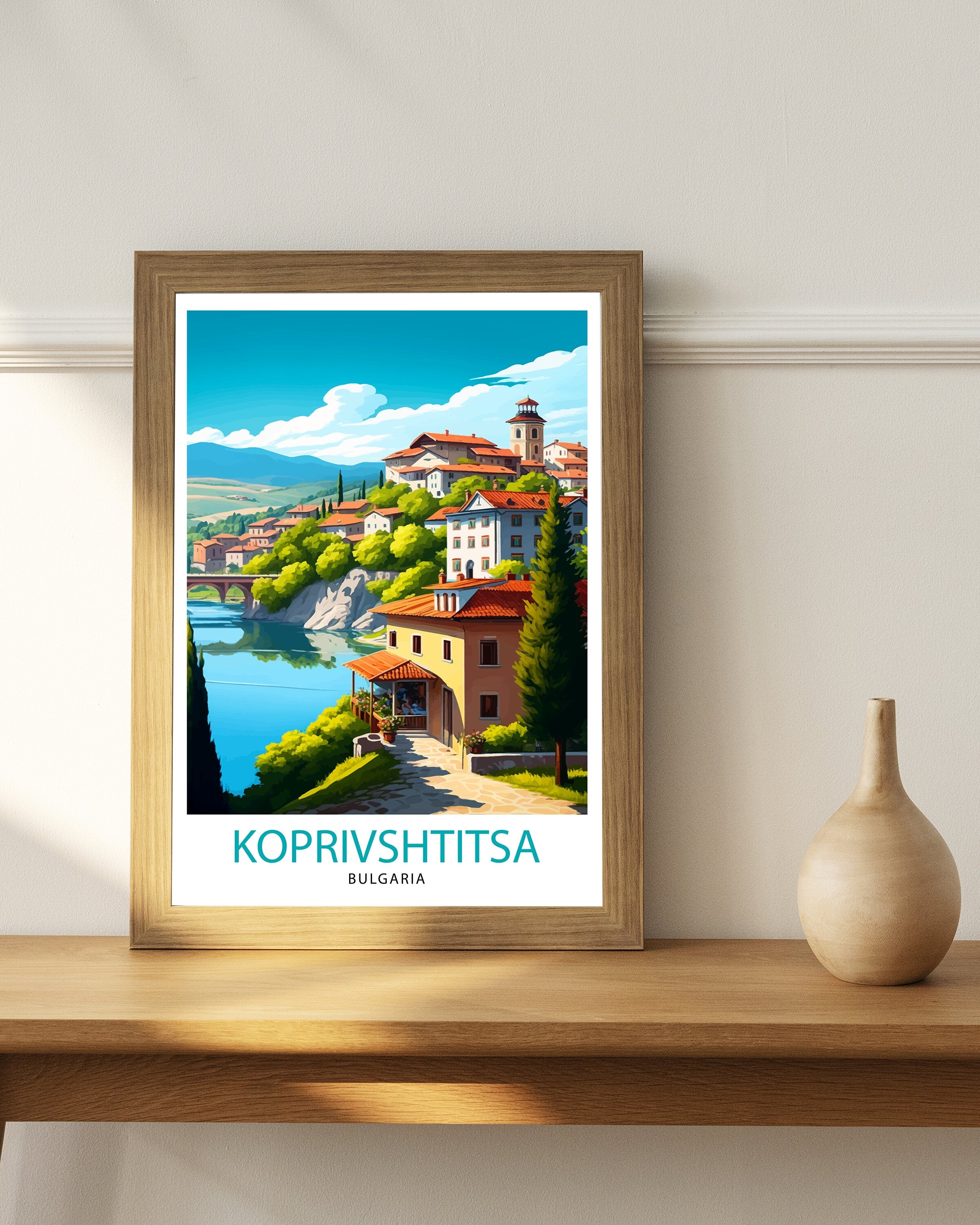 Koprivshtitsa Bulgaria Travel Print, Illustrated Home Decor