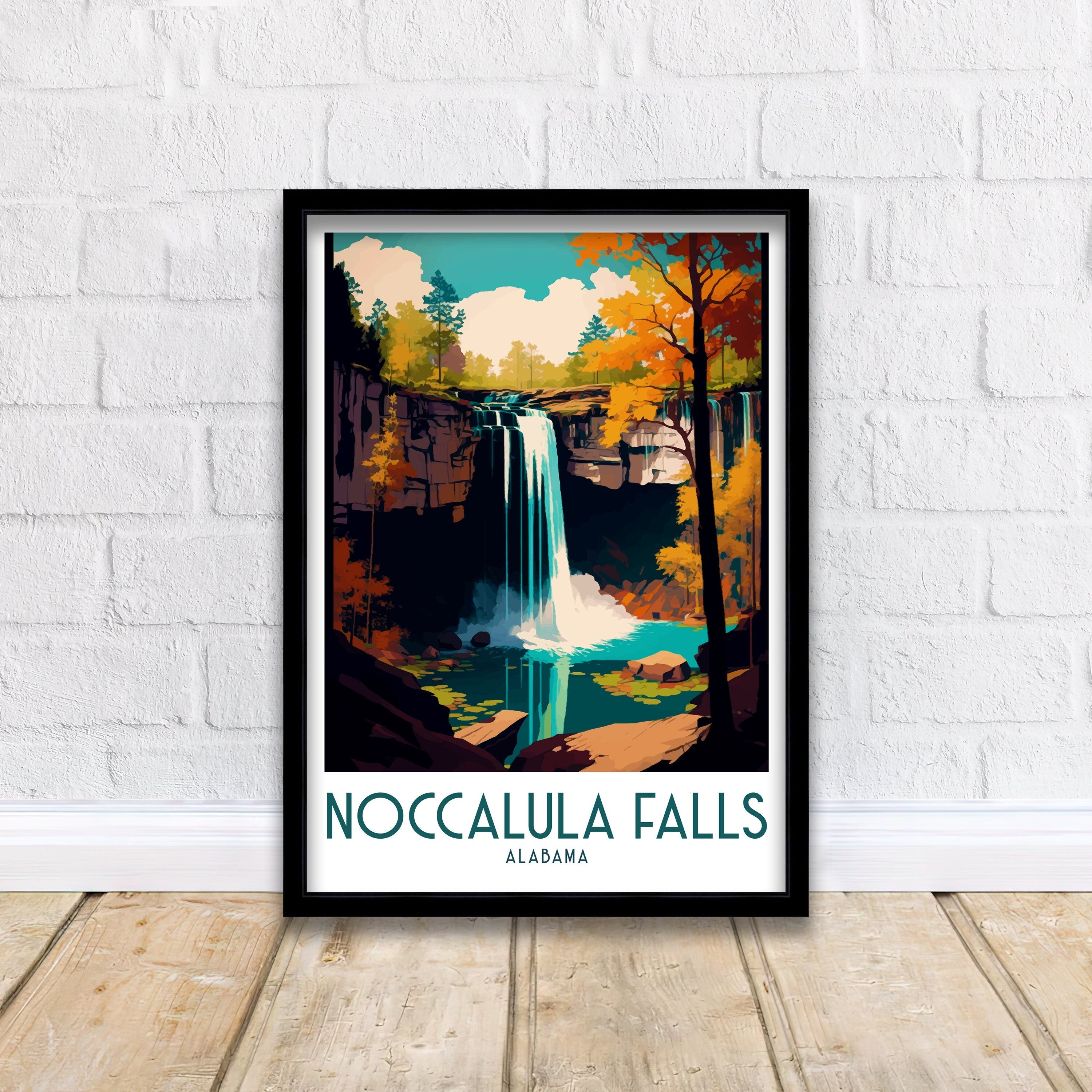 Noccalula Falls Travel Print Alabama Wall Art Noccalula Falls Home Decor Noccalula Falls Illustration Travel Poster Gift For Noccalula Falls