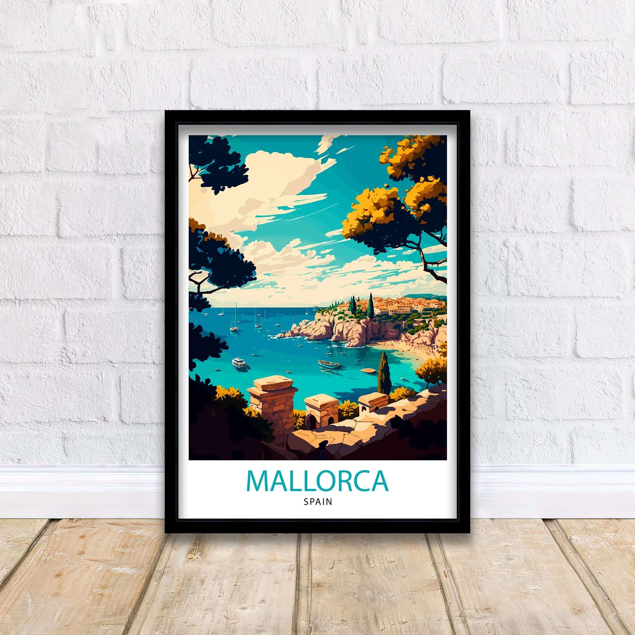 Mallorca Spain Travel Poster Print, Mediterranean Island Art