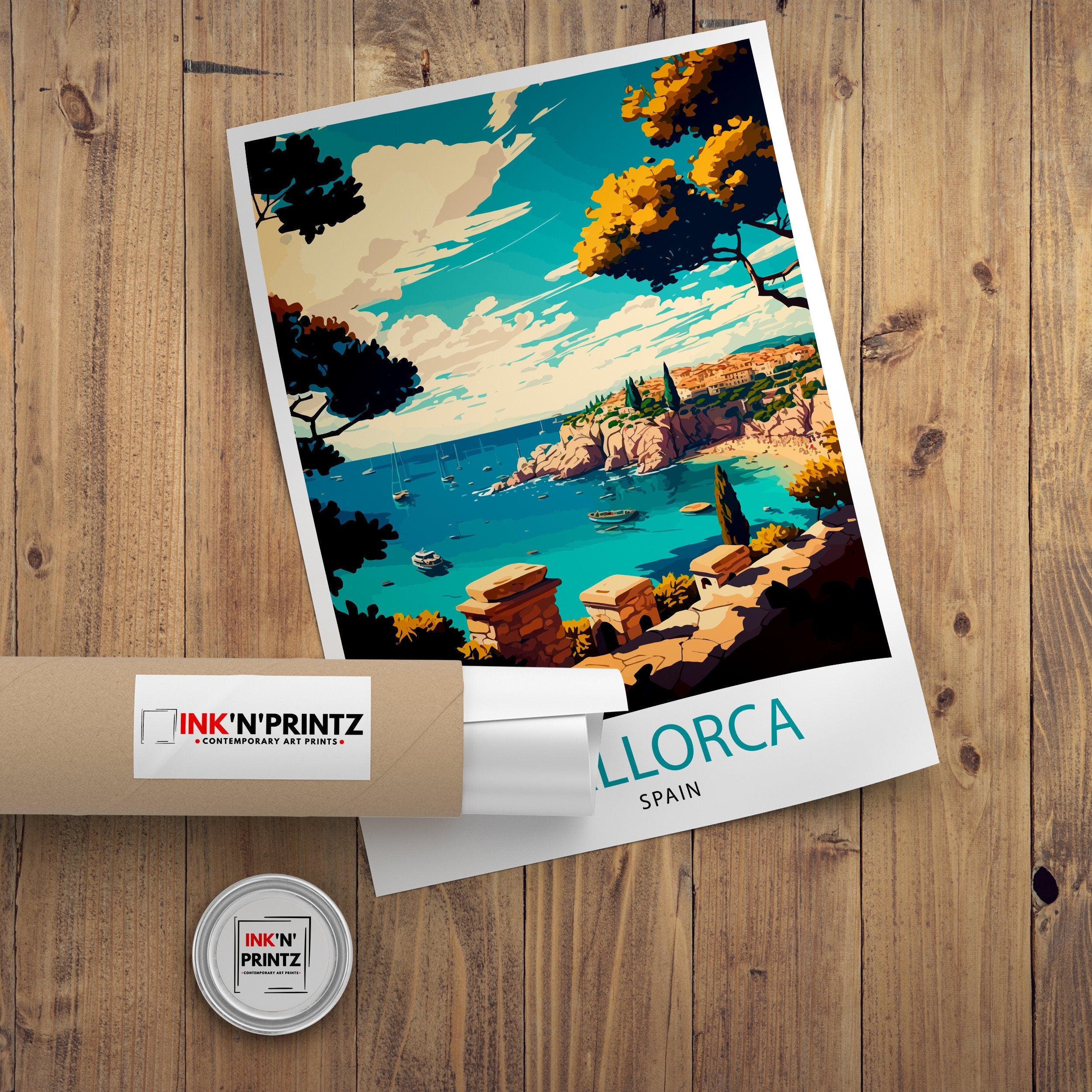 Mallorca Spain Travel Poster Print, Mediterranean Island Art
