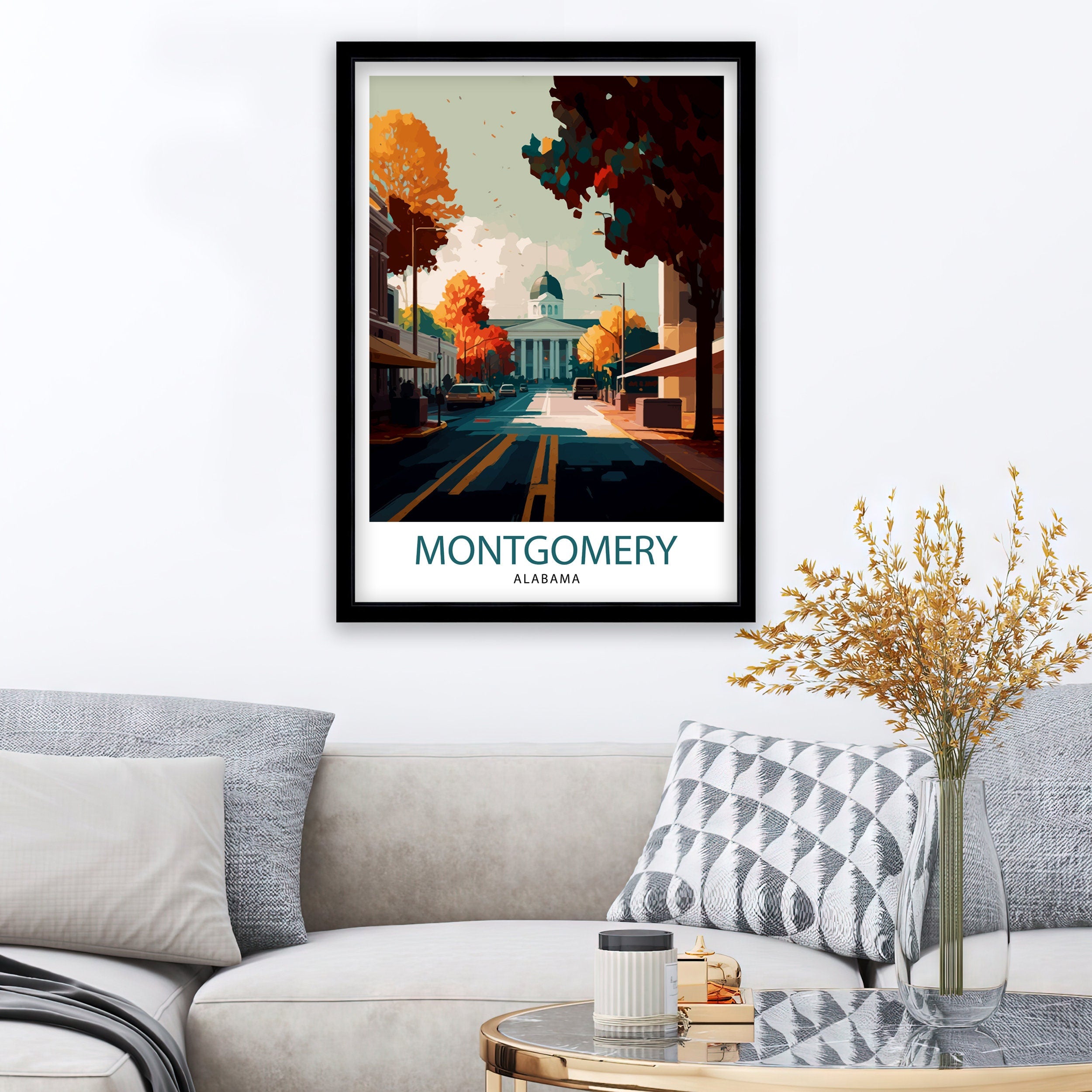 Montgomery Alabama Cityscape Print | Southern Travel Poster