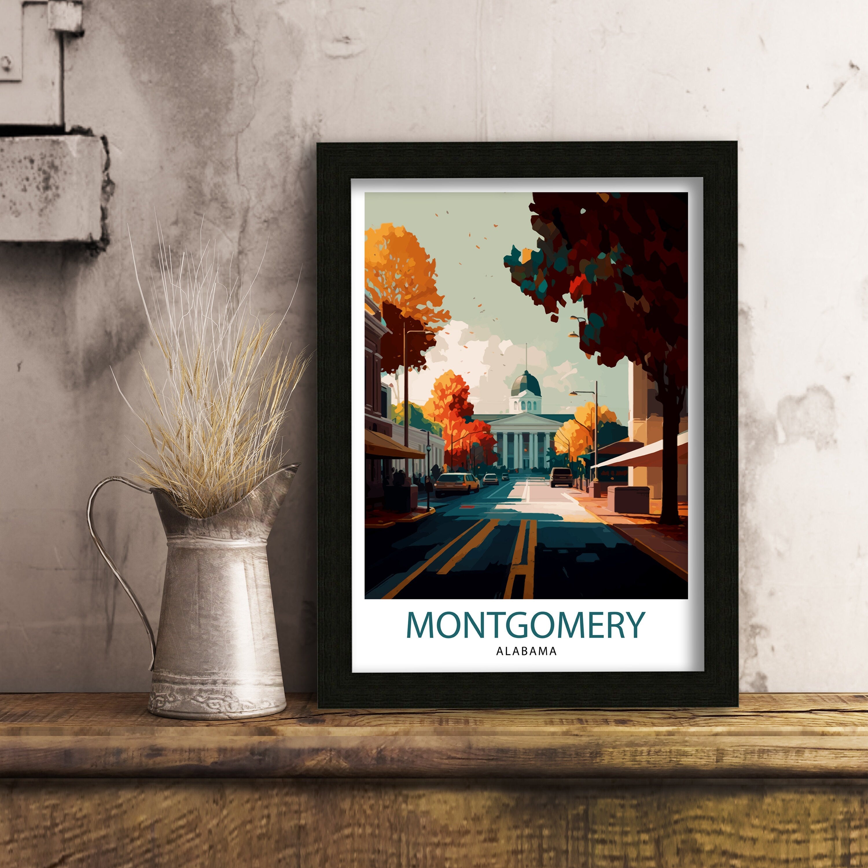 Montgomery Alabama Cityscape Print | Southern Travel Poster