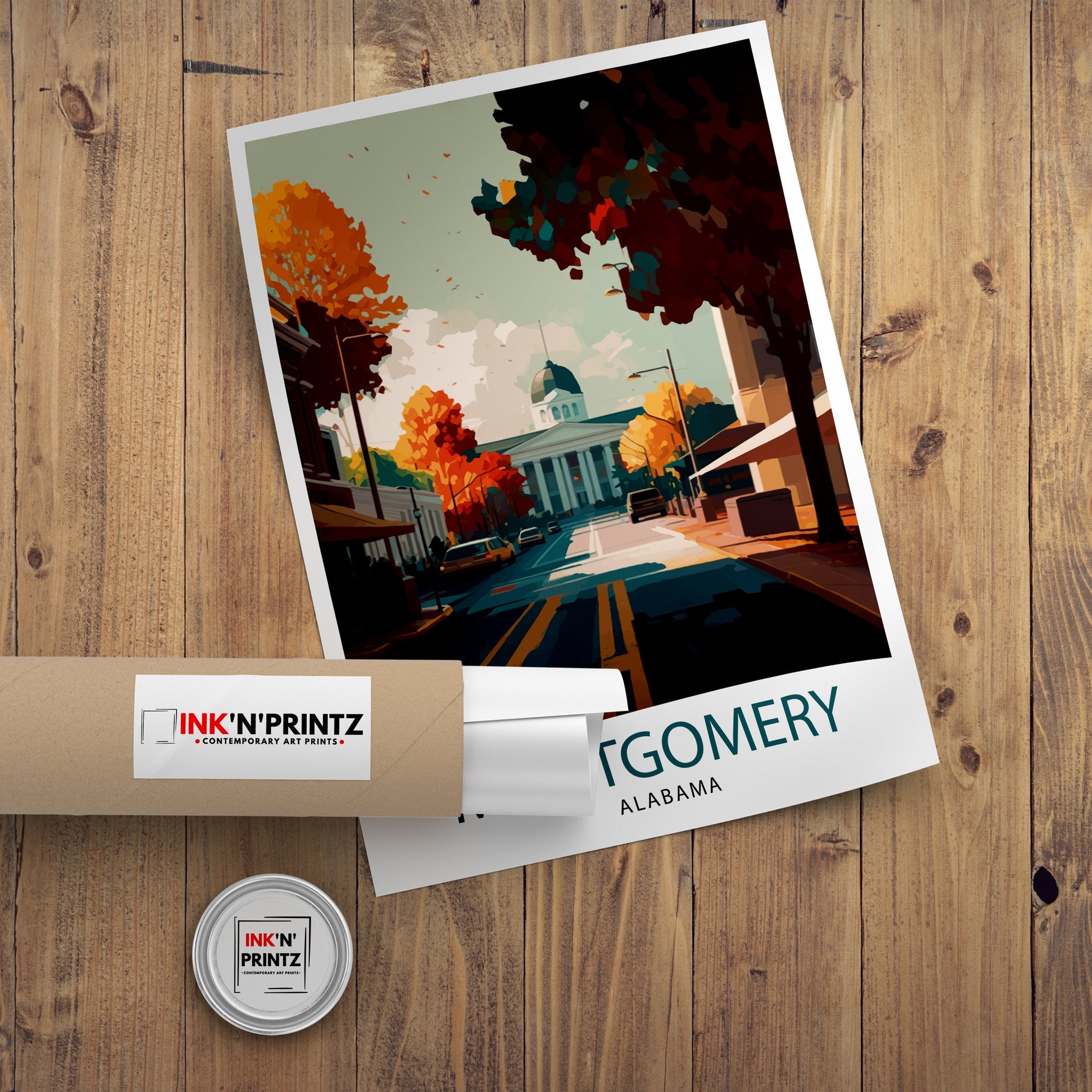 Montgomery Alabama Cityscape Print | Southern Travel Poster