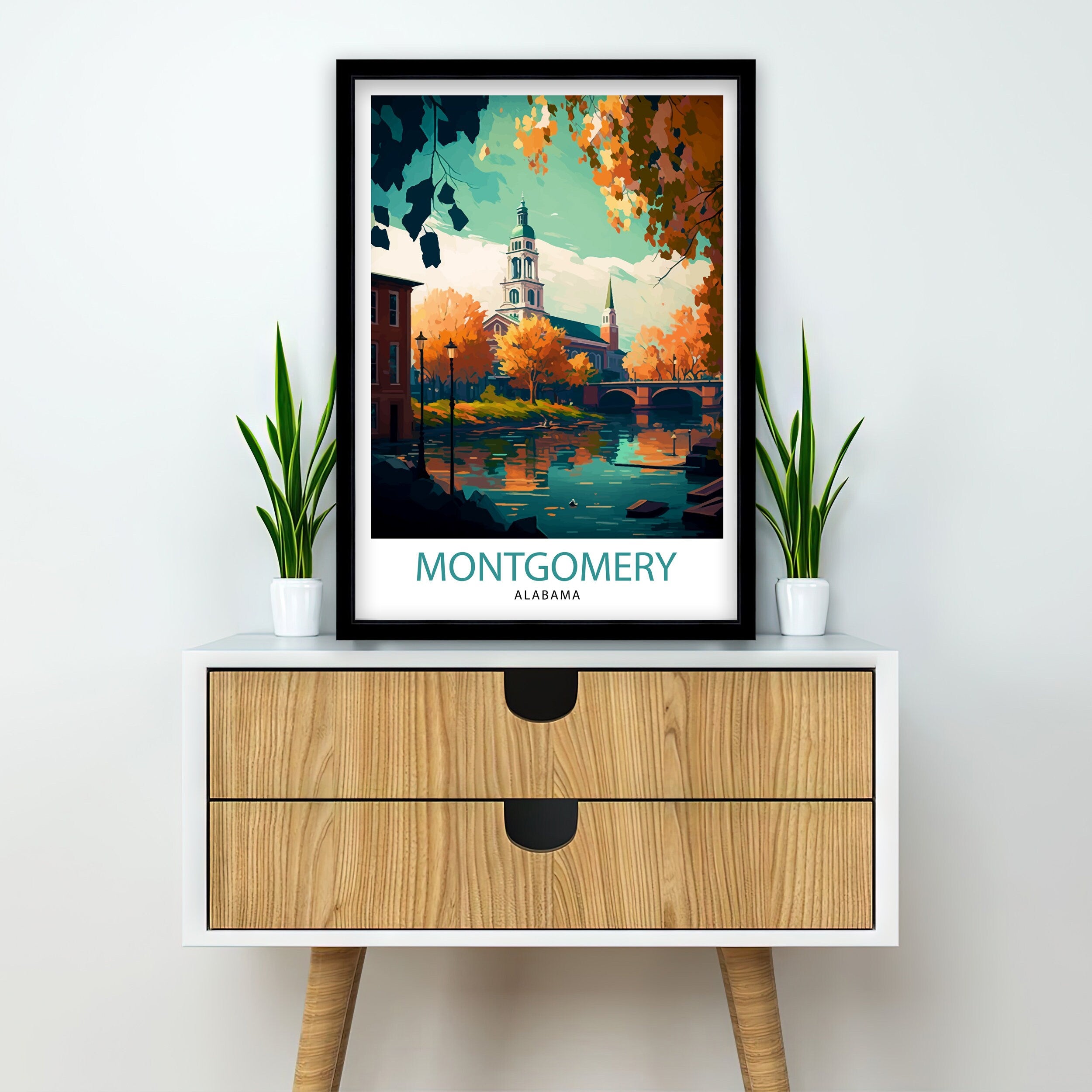 Montgomery Alabama Travel Poster | Cityscape Art Print