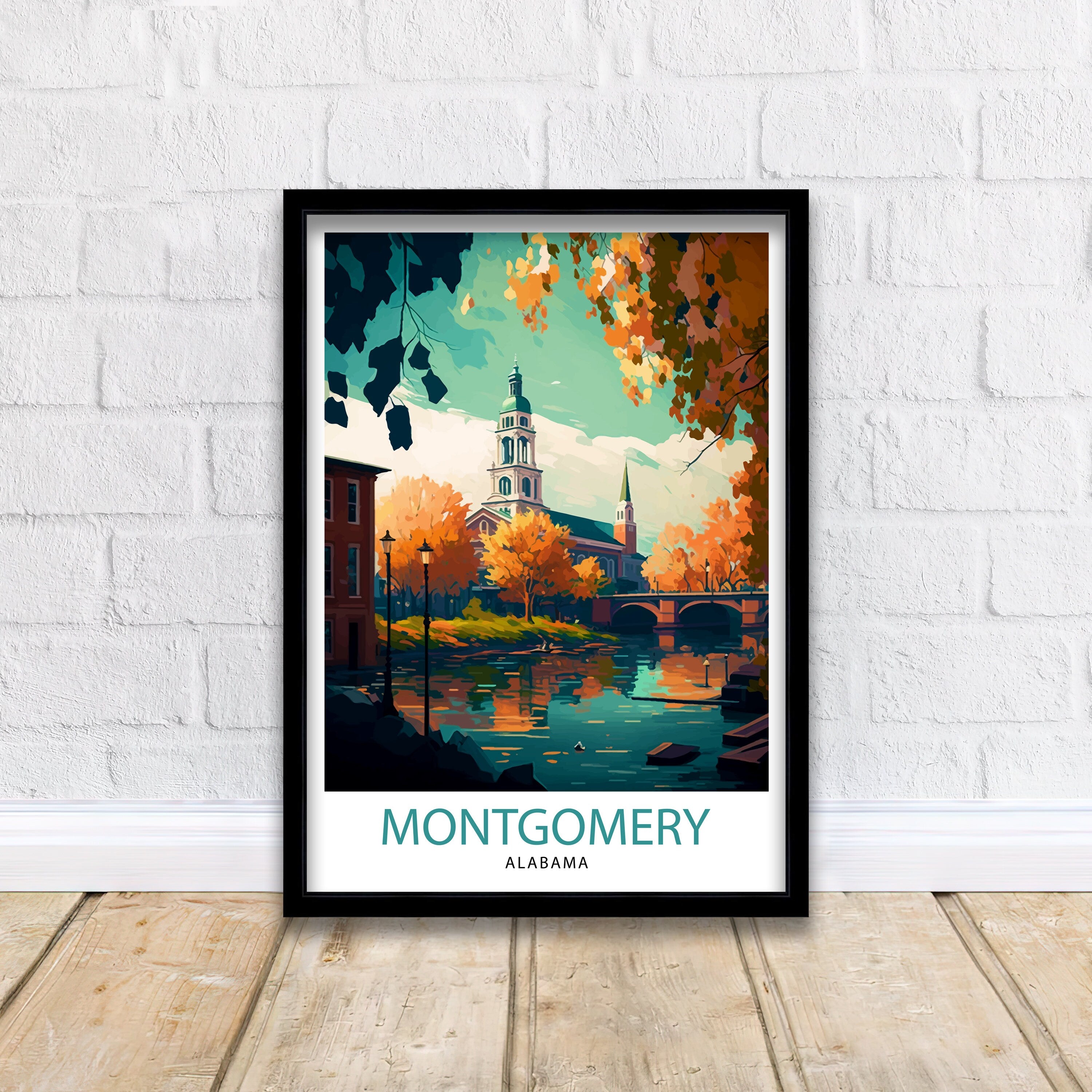 Montgomery Alabama Travel Poster | Cityscape Art Print
