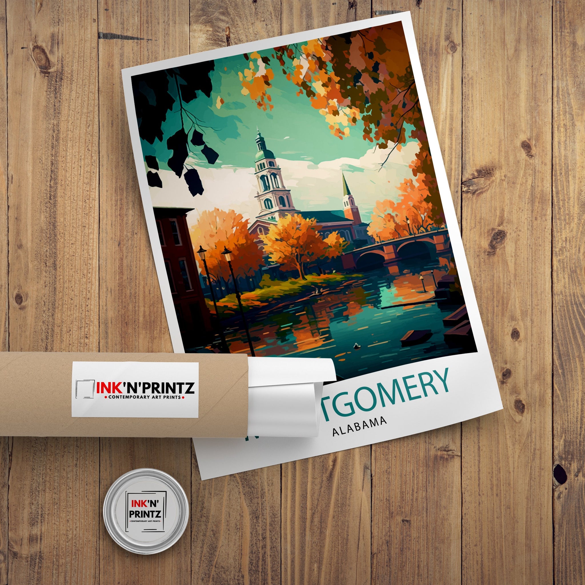 Montgomery Alabama Travel Poster | Cityscape Art Print