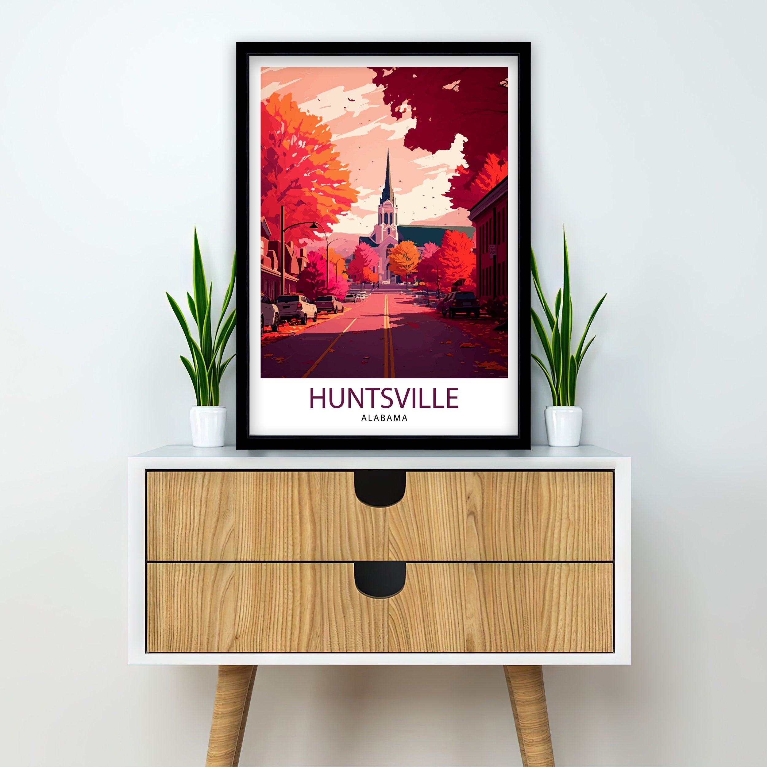 Huntsville Alabama Travel Print| Huntsville Wall Art Huntsville Home Decor Huntsville Illustration Huntsville Souvenir Huntsville Poster