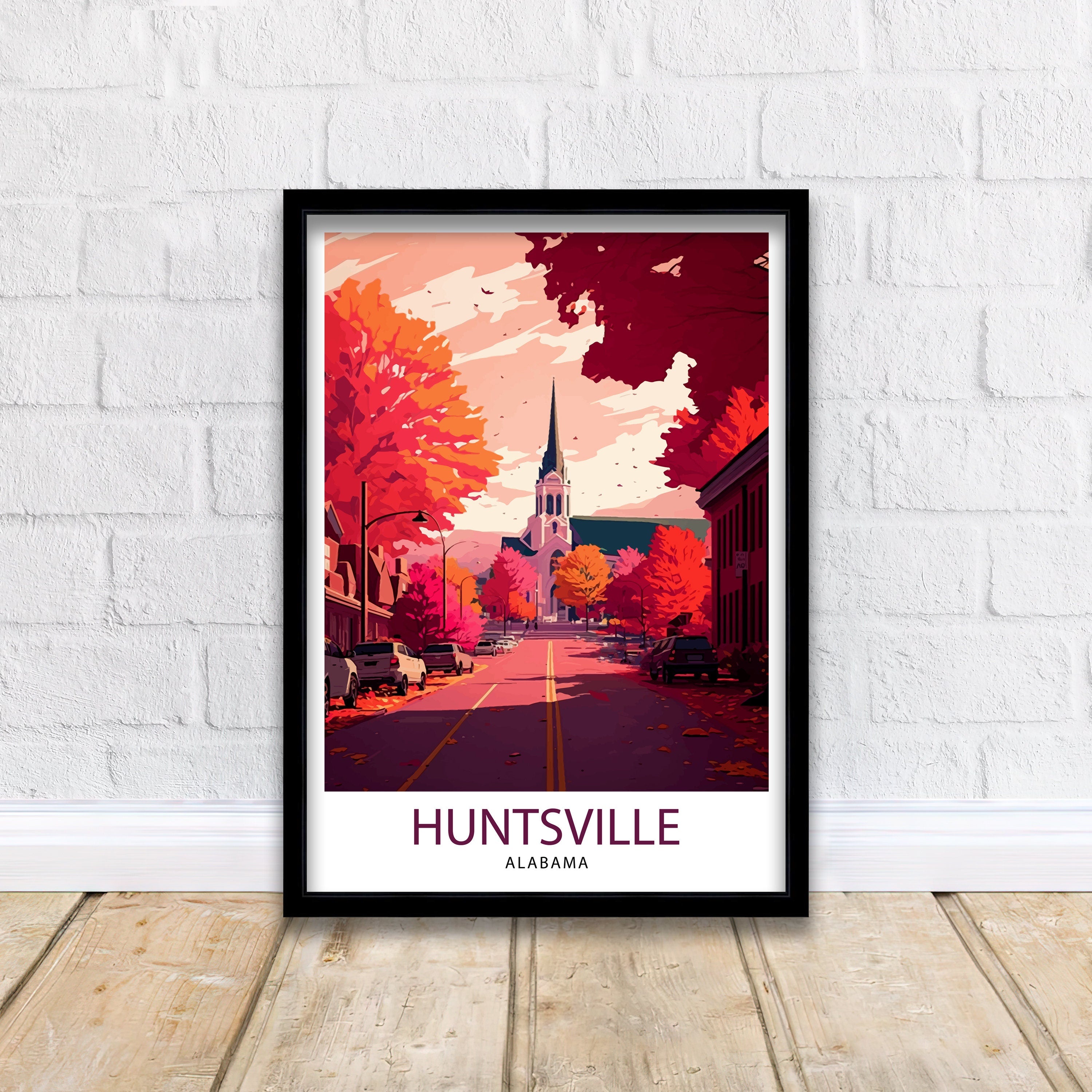 Huntsville Alabama Travel Print| Huntsville Wall Art Huntsville Home Decor Huntsville Illustration Huntsville Souvenir Huntsville Poster