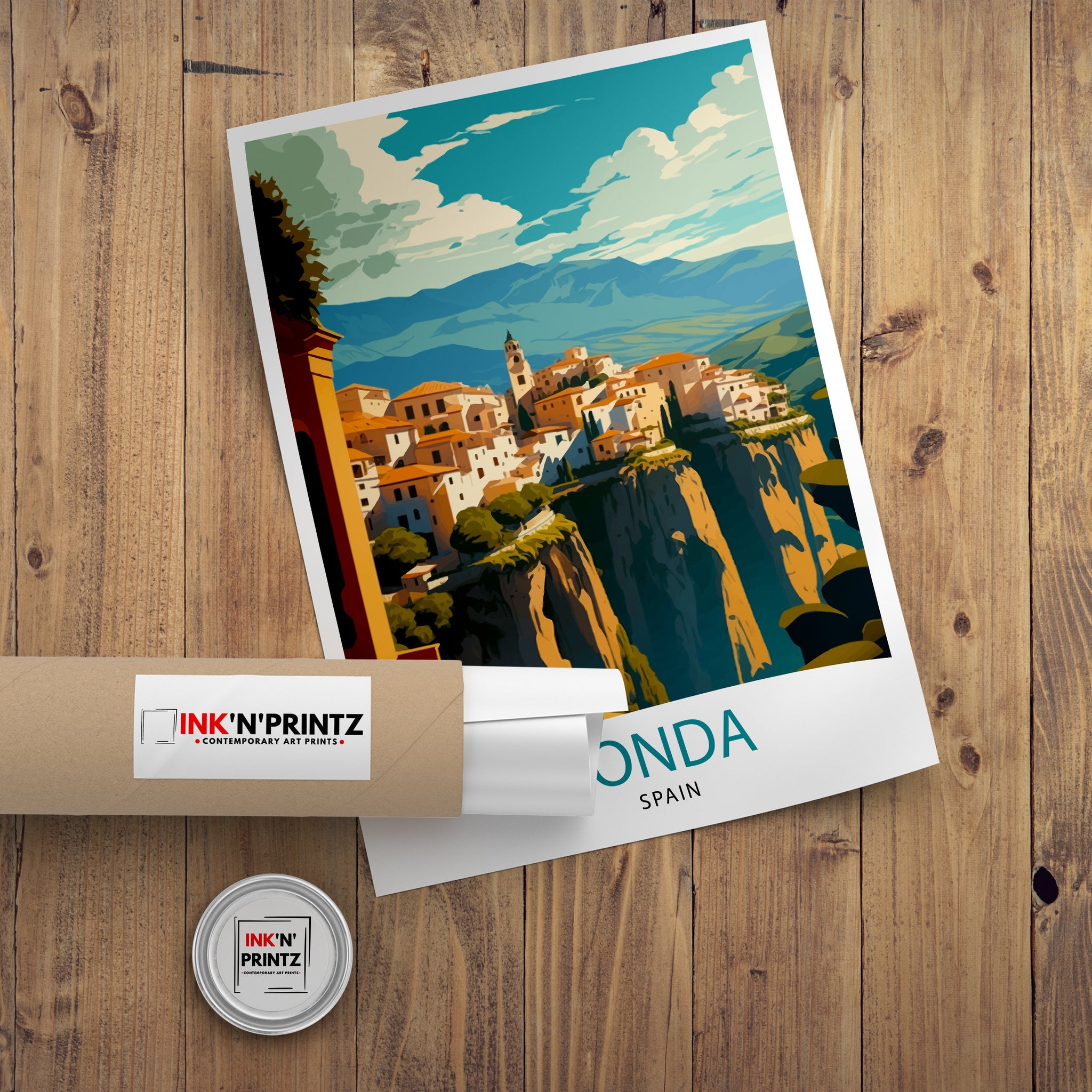 Ronda Spain Travel Poster: Andalusian Mountain Illustration