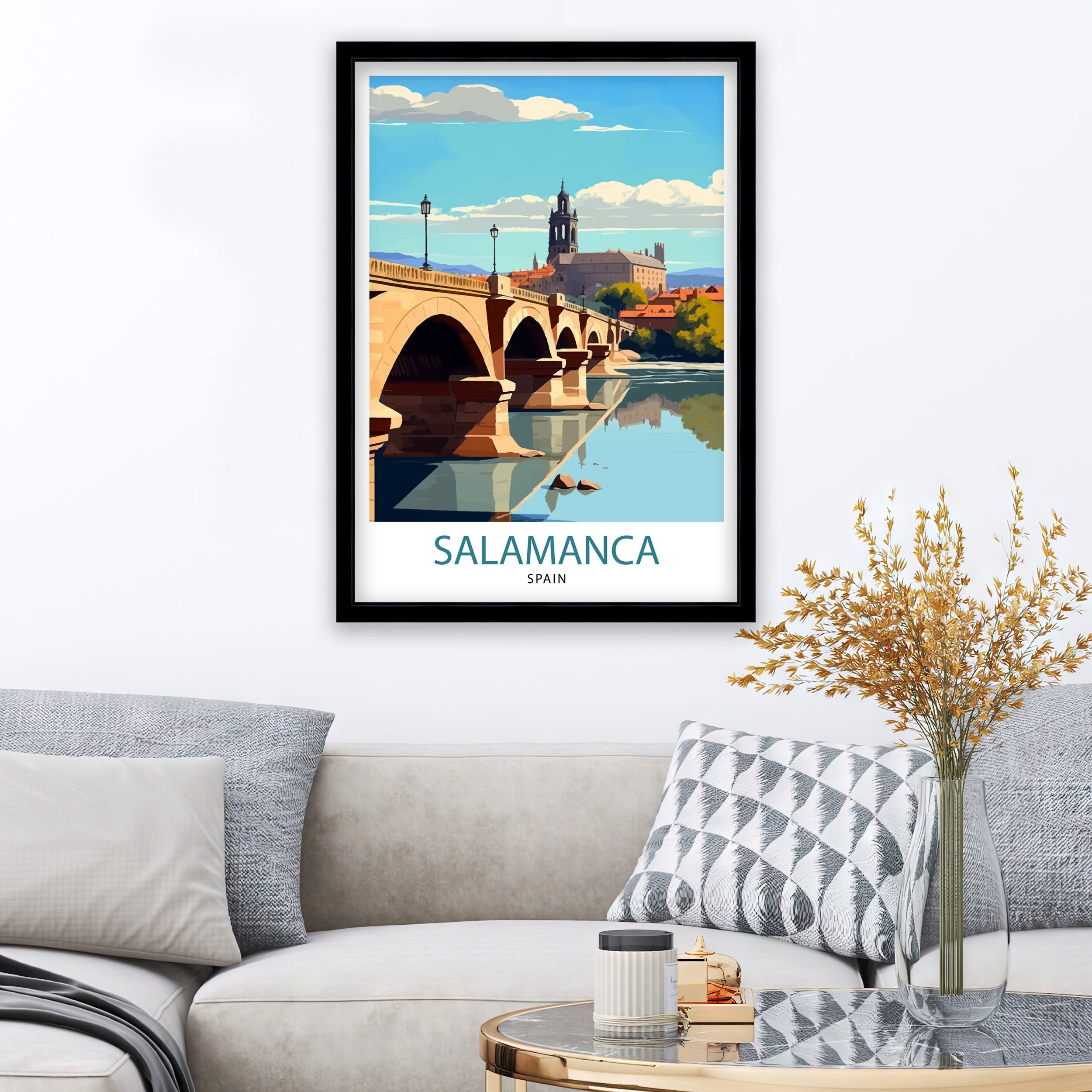 Salamanca Spain Travel Poster | Cityscape Illustration