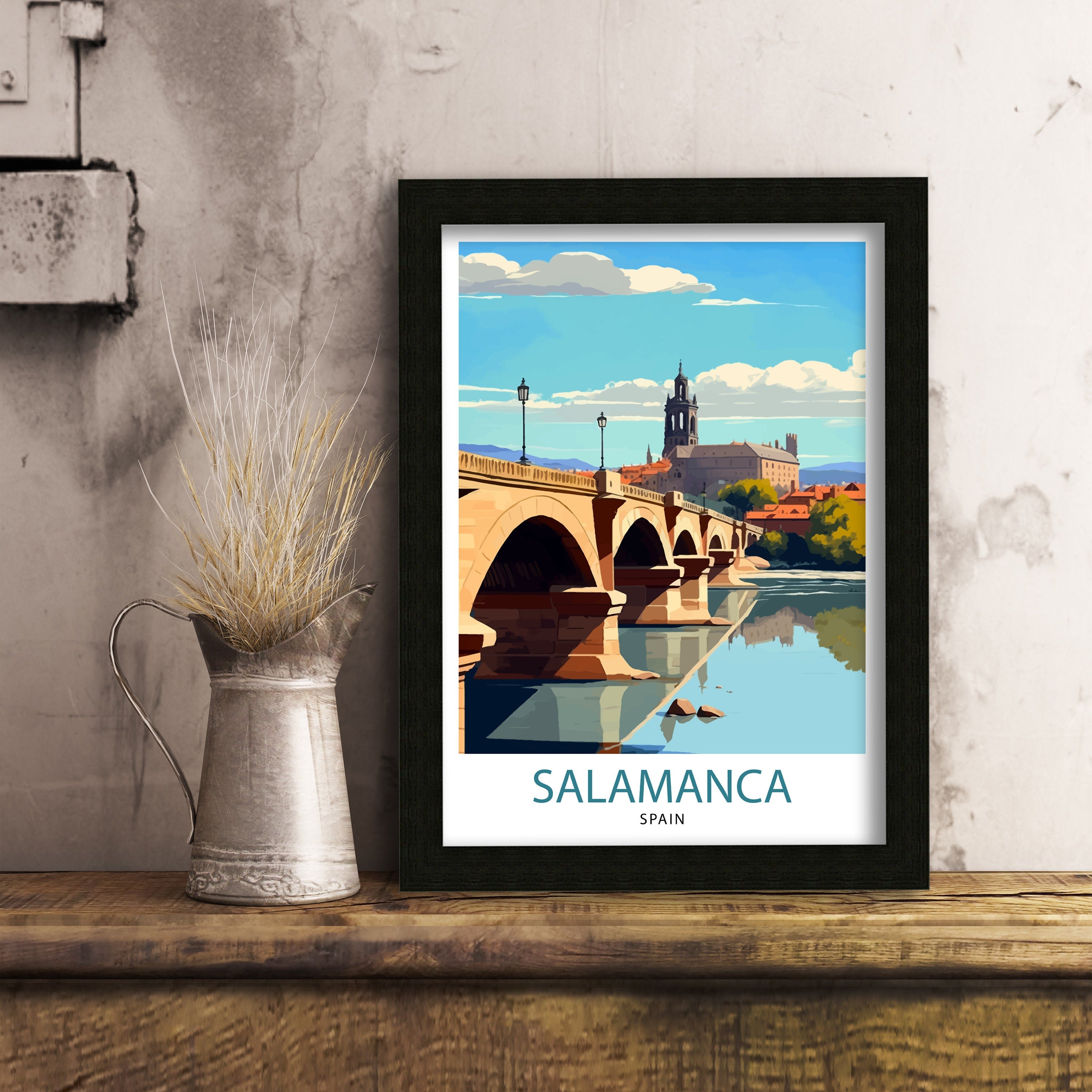 Salamanca Spain Travel Poster | Cityscape Illustration