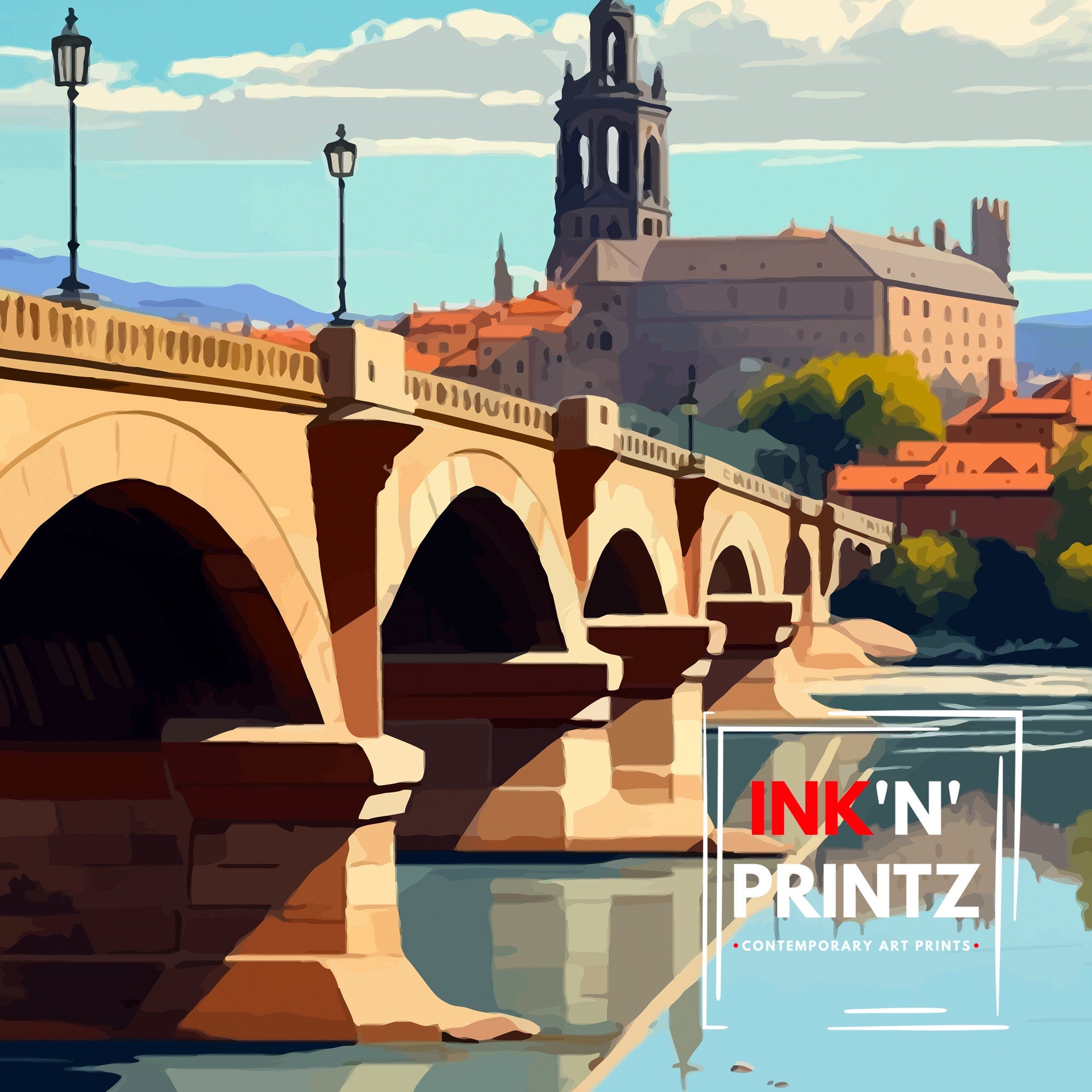 Salamanca Spain Travel Poster | Cityscape Illustration