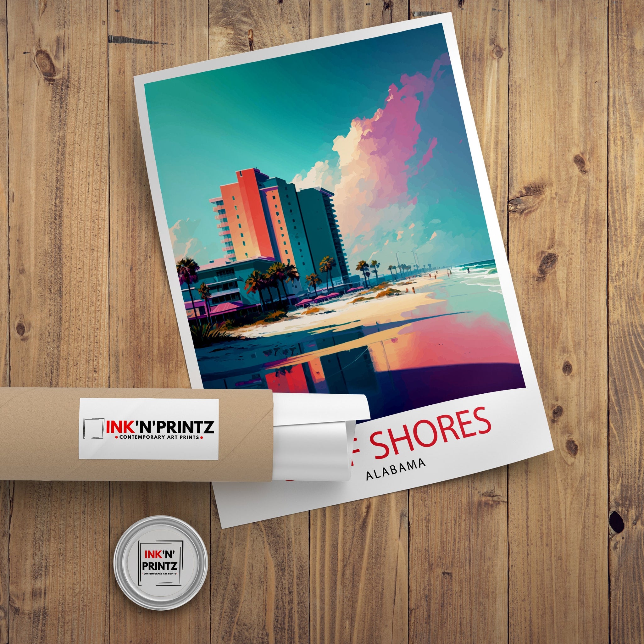 Gulf Shores Alabama Travel Print| Gulf Shores Wall Art Gulf Shores Home Decor Gulf Shores Illustration Travel Poster Gift for Gulf Shores