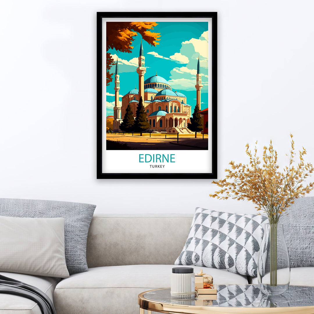 Edirne Turkey Travel Poster Edirne Wall Art Edirne Home Decor Edirne Illustration Turkey Travel Poster Edirne Gift Turkey Home Decor