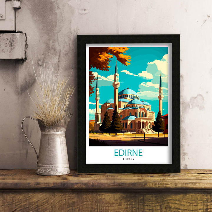 Edirne Turkey Travel Poster Edirne Wall Art Edirne Home Decor Edirne Illustration Turkey Travel Poster Edirne Gift Turkey Home Decor