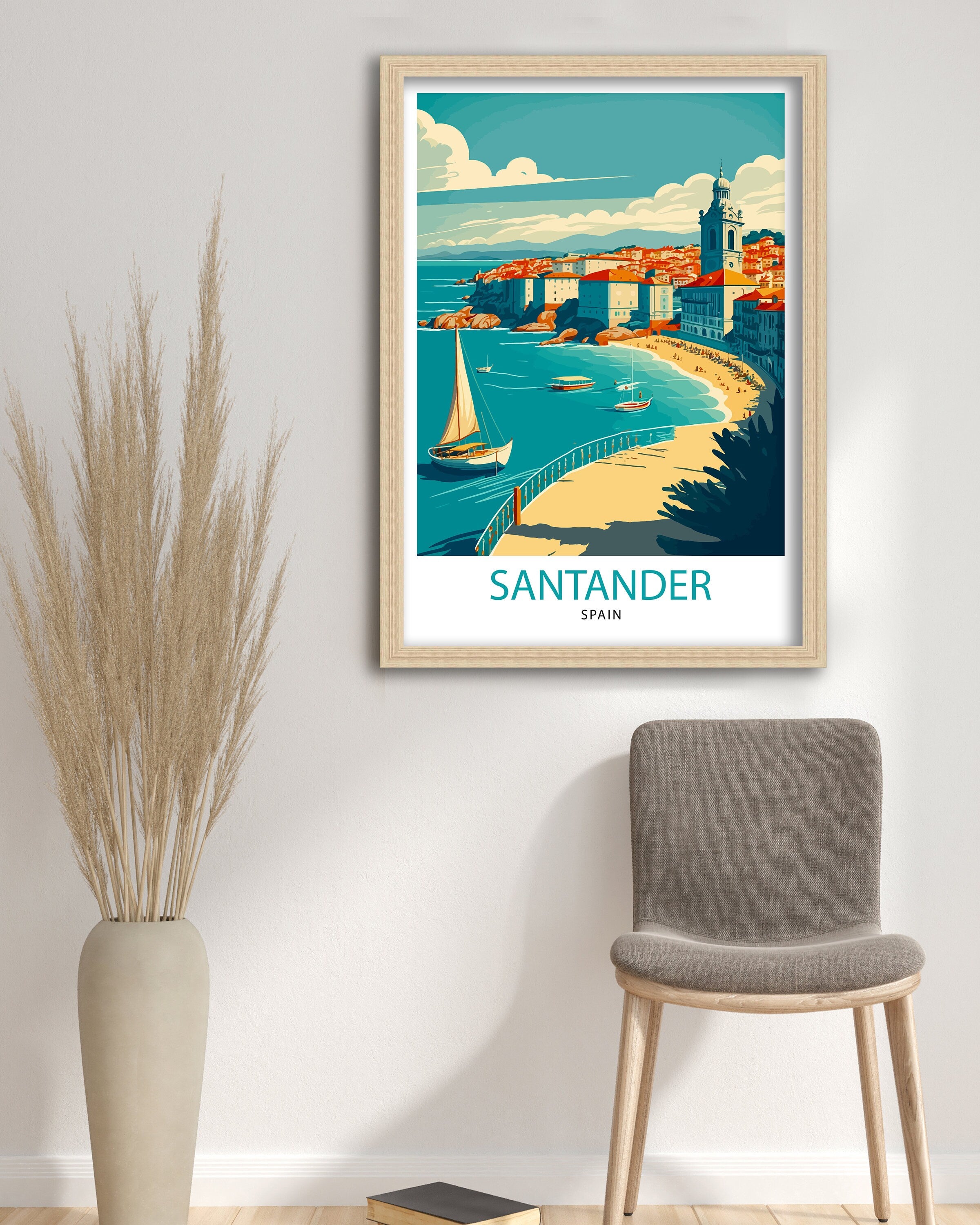 Santander Spain Art Print | Colorful Cityscape Travel Poster