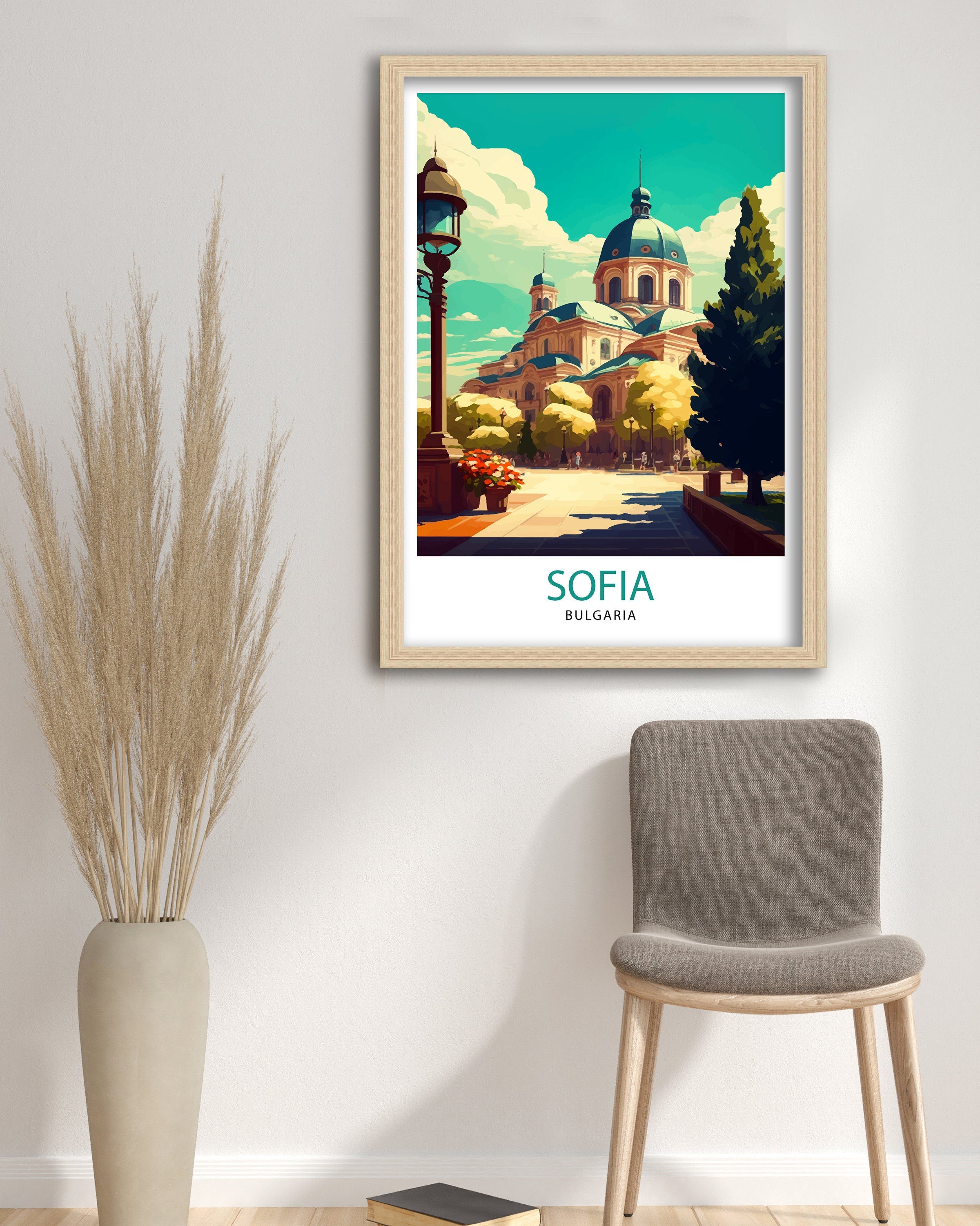 Sofia Spain Travel Print, Architectural Illustration Art