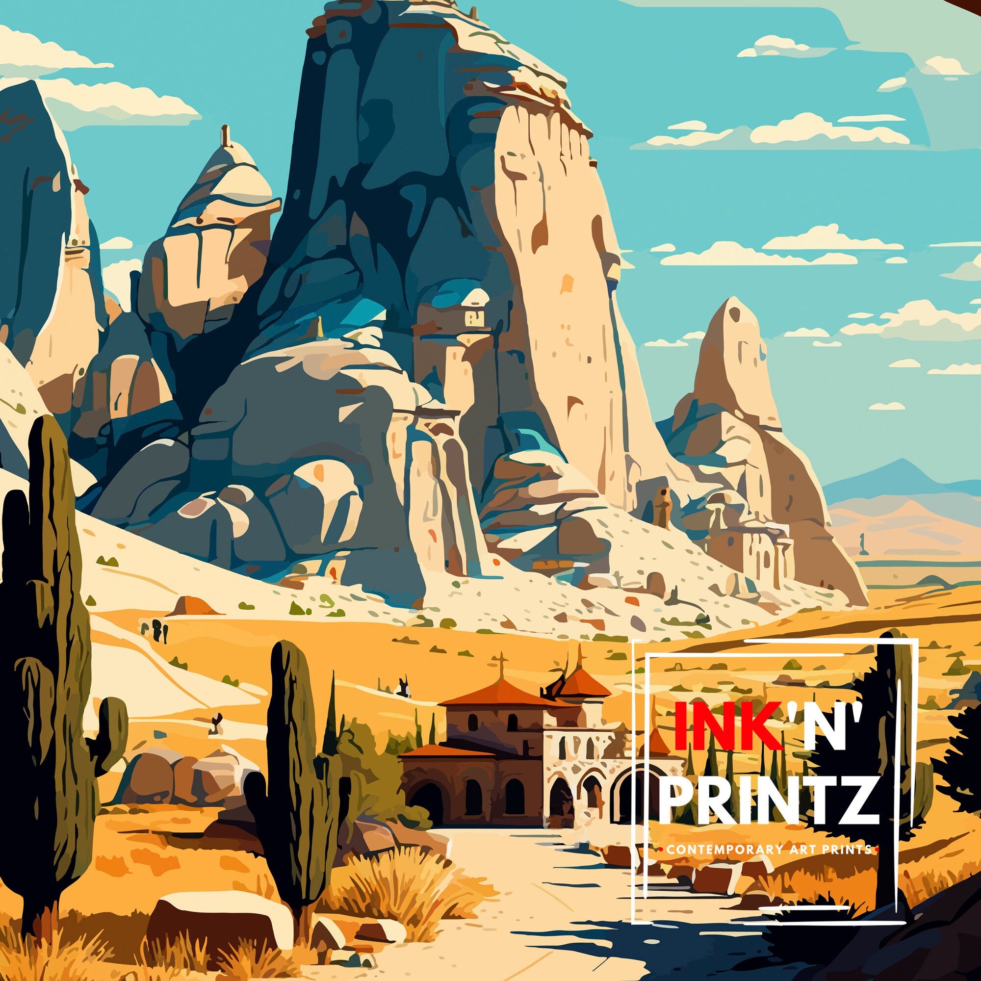 Goreme Turkey Travel Print, Cappadocia Art Poster