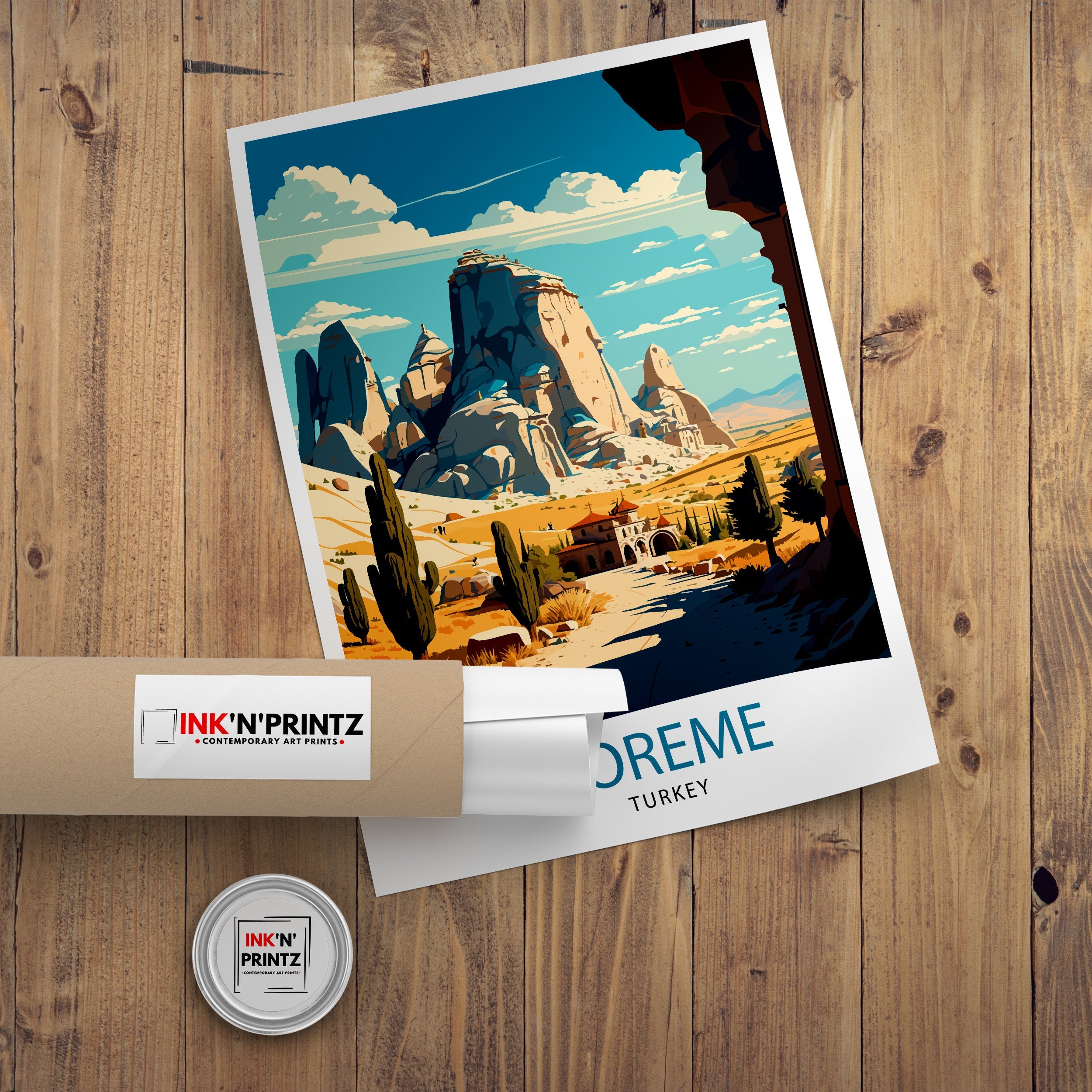 Goreme Turkey Travel Print, Cappadocia Art Poster