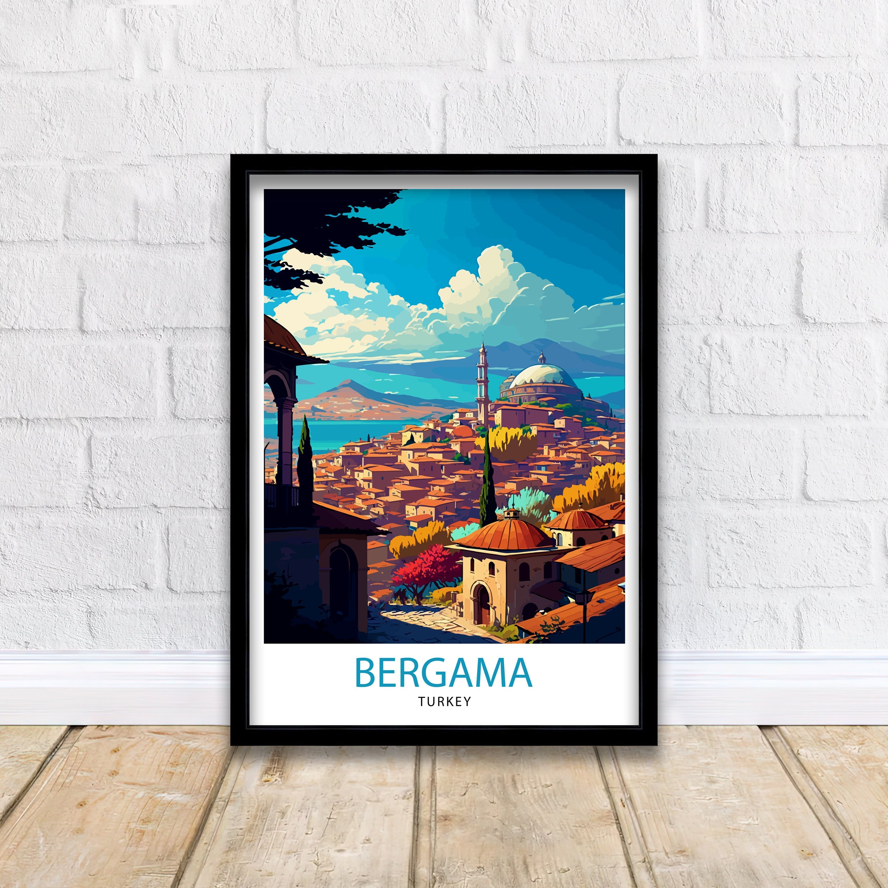 Bergama Turkey Illustration Print – Travel Poster, Home Decor