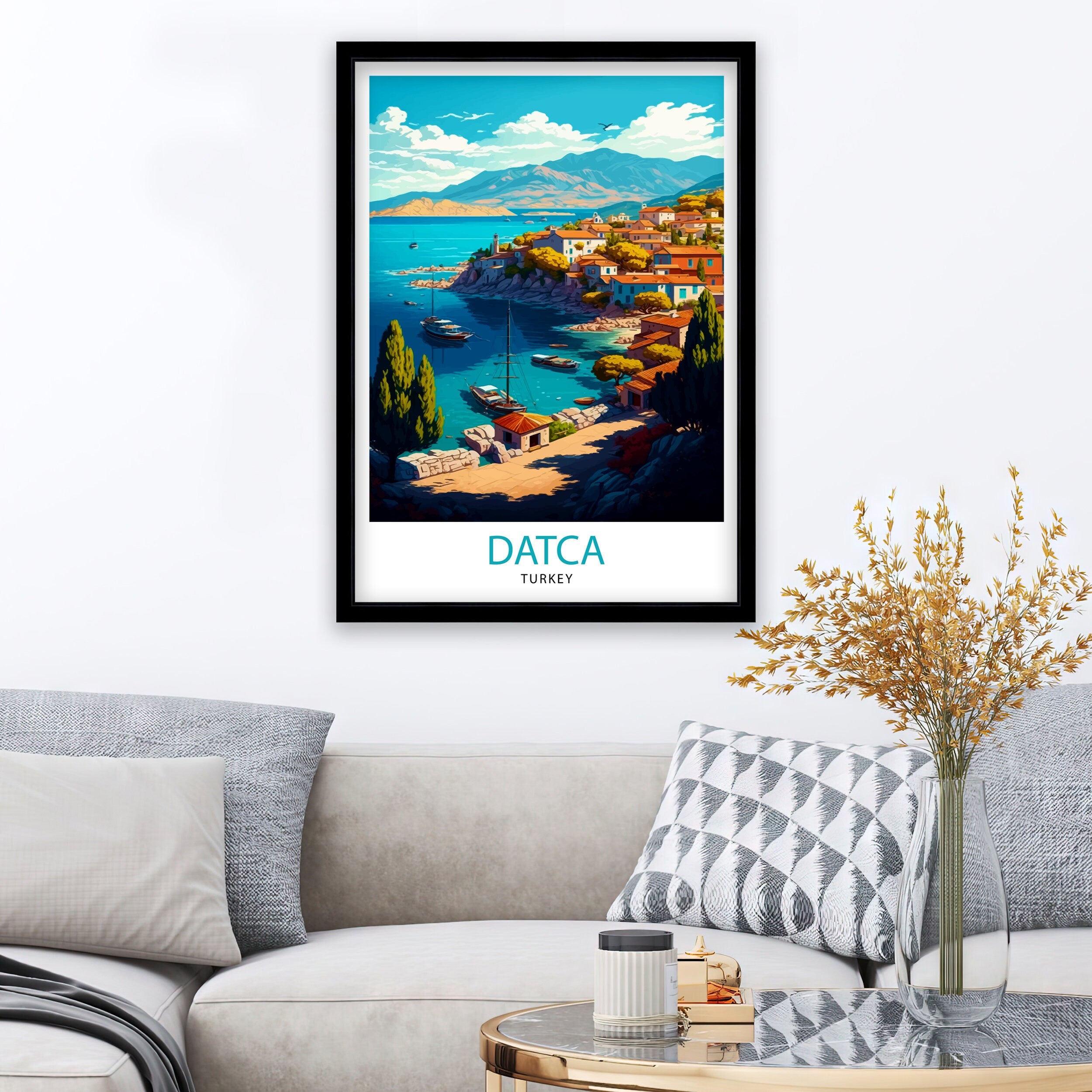 Datca Turkey Travel Print Datca Wall Decor Datca Home Living Decor Datca Illustration Travel Poster Gift For Datca Turkey Datca Home Decor