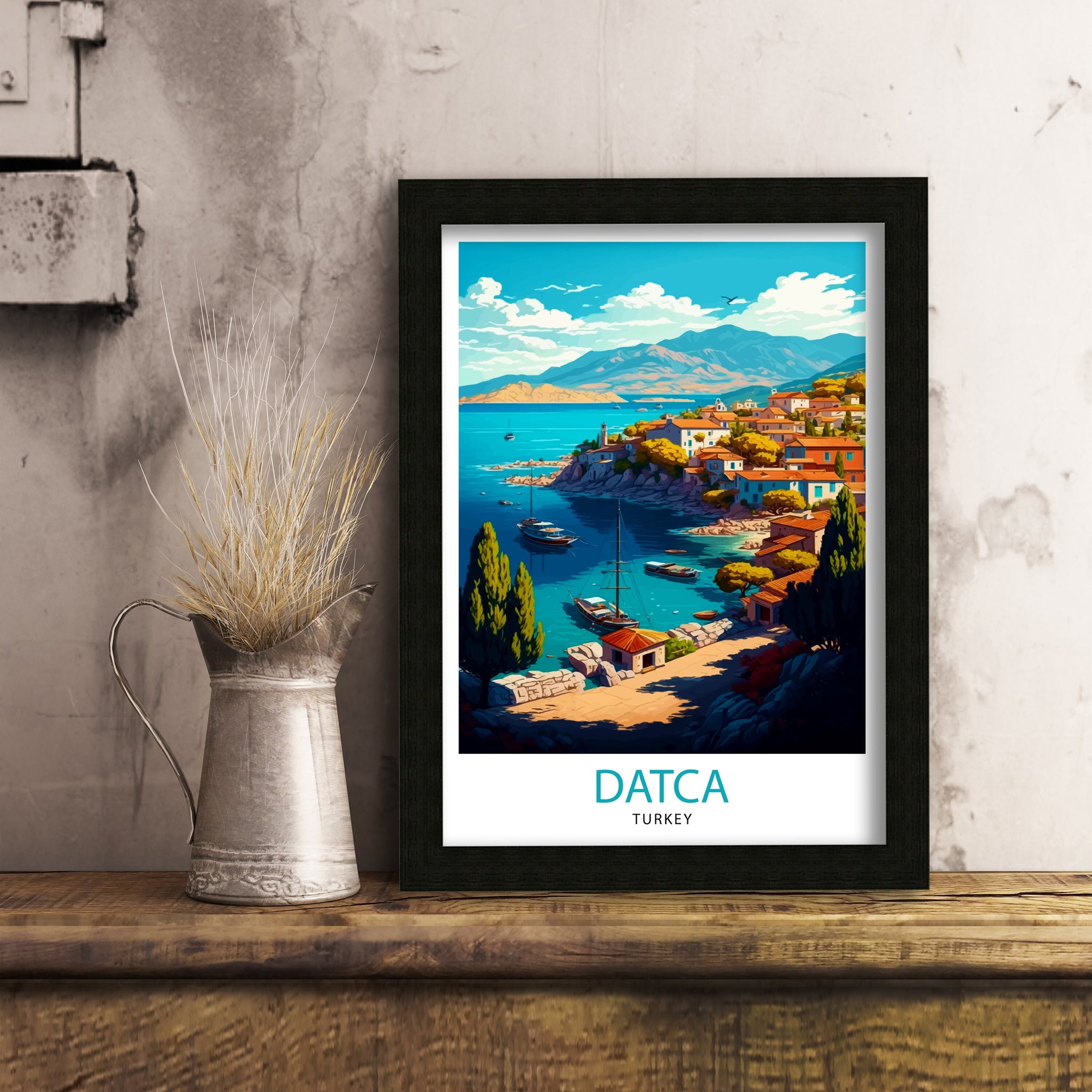 Datca Turkey Travel Print Datca Wall Decor Datca Home Living Decor Datca Illustration Travel Poster Gift For Datca Turkey Datca Home Decor