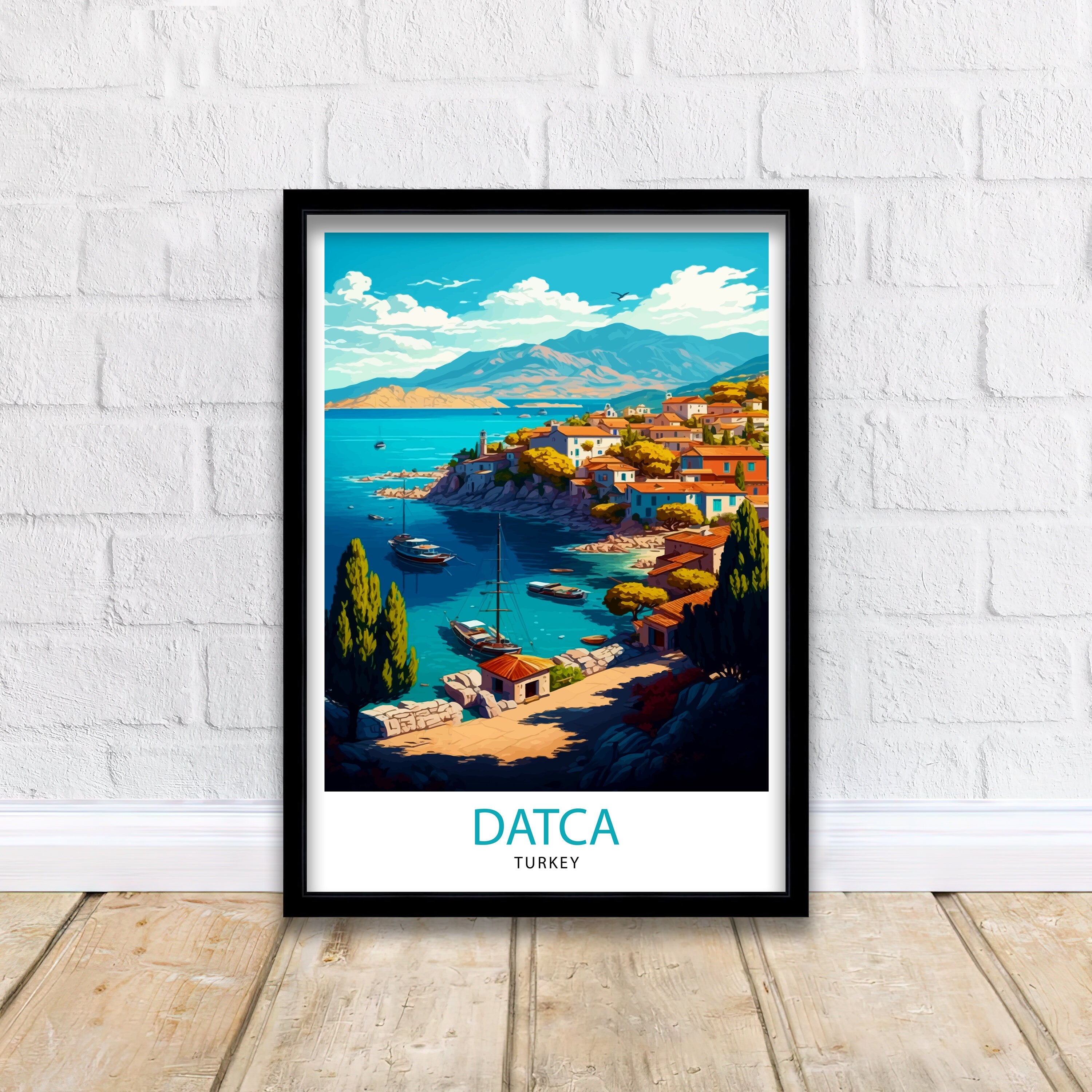 Datca Turkey Travel Print Datca Wall Decor Datca Home Living Decor Datca Illustration Travel Poster Gift For Datca Turkey Datca Home Decor