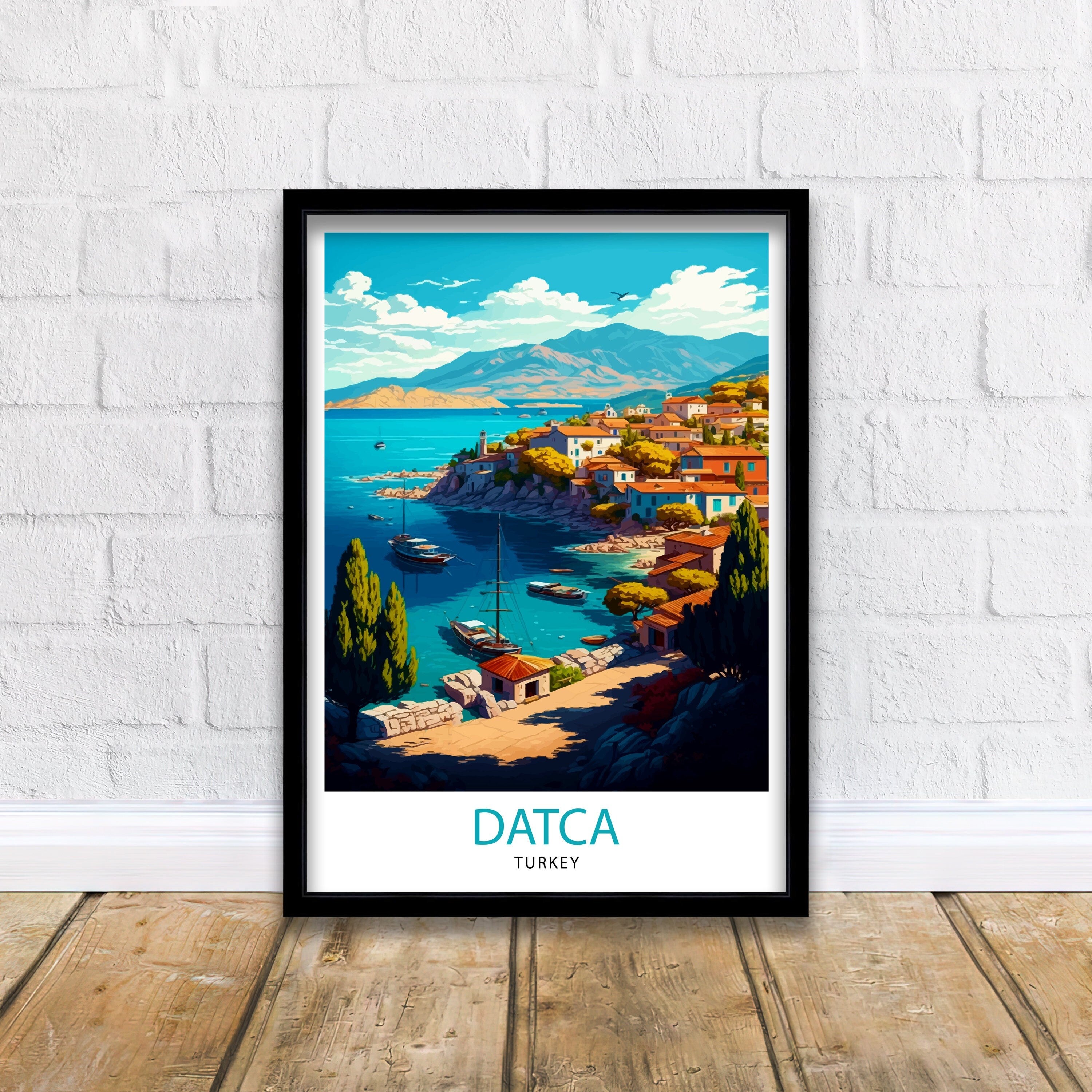Datca Turkey Travel Print Datca Wall Decor Datca Home Living Decor Datca Illustration Travel Poster Gift For Datca Turkey Datca Home Decor